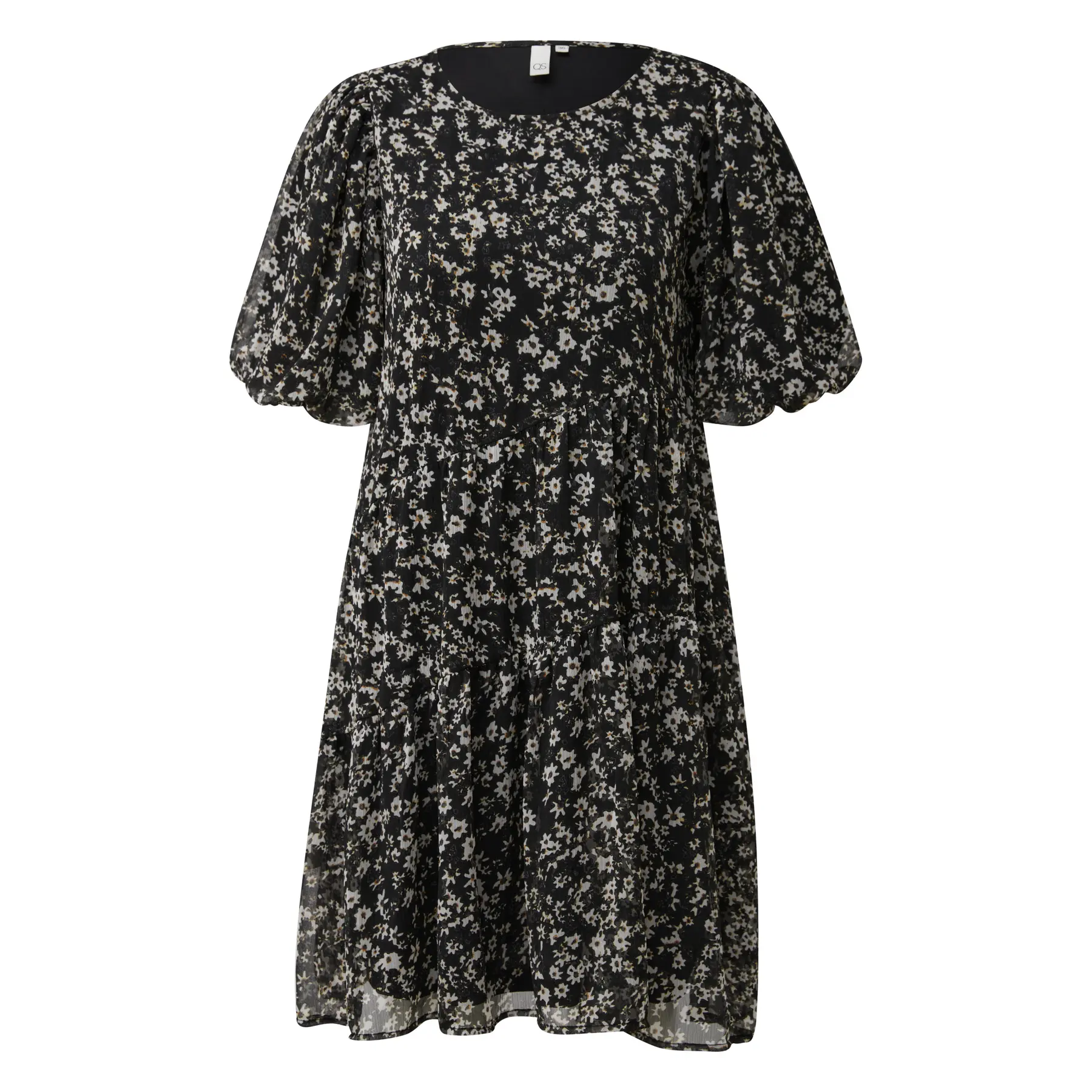 Blumenmuster Chiffon Kleid mit Puffärmeln für Damen QS
