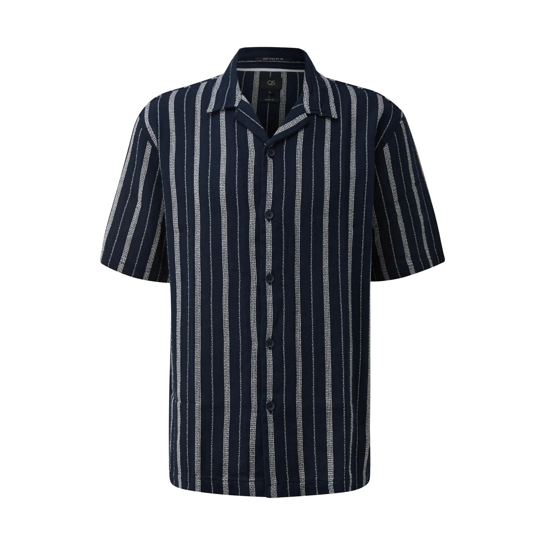 Gestreifte Resort-Schnitte Bluse mit Reverskragen QS