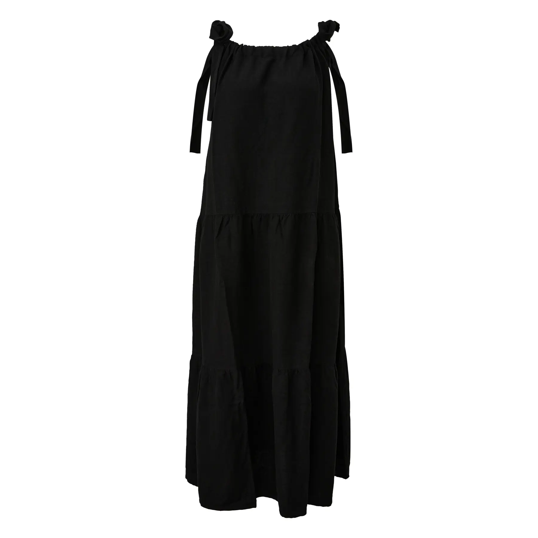 Lange Leinenmix Kleid mit Schleife für Damen QS