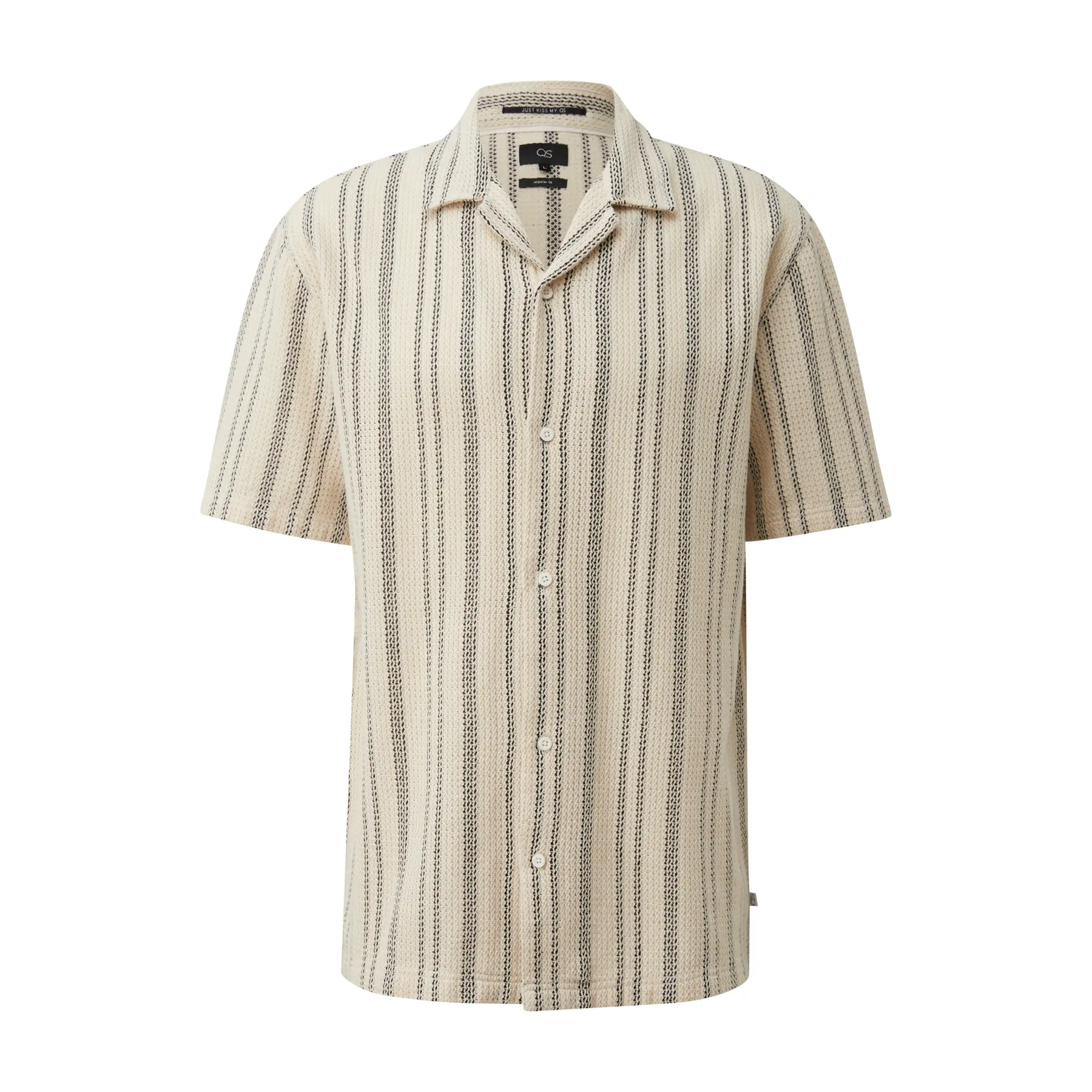 Gestreifte Baumwollmischung Bluse mit Reverskragen QS