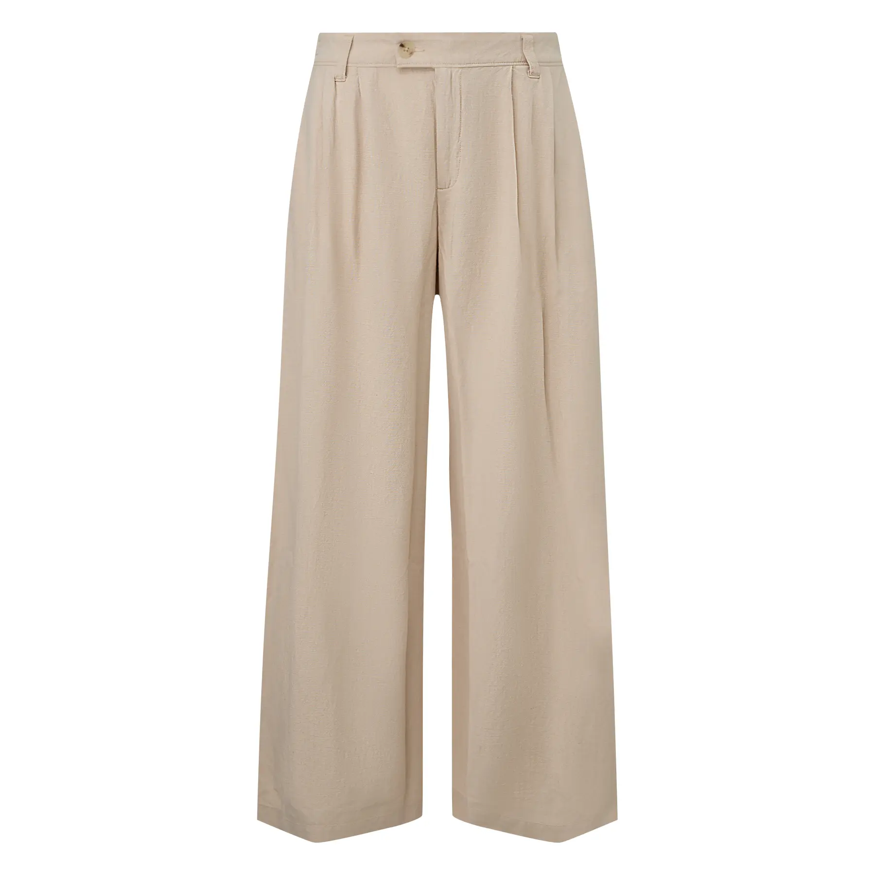 Weite Leinenmischung Hose mit Falten und elastischem Bund für Frauen QS
