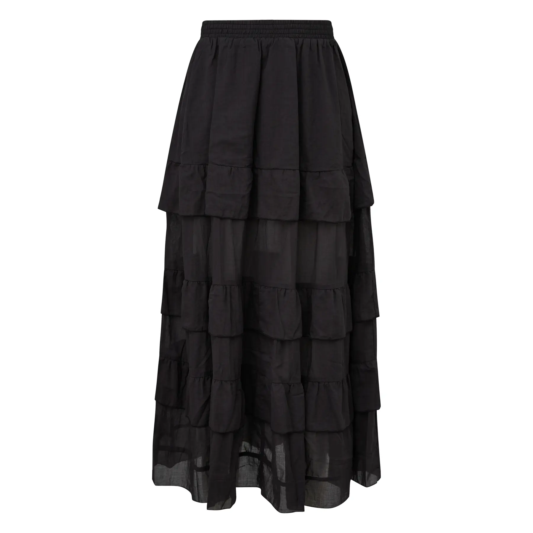 Boho Frauen Midikleid mit schwingendem Saum und Rüschen QS