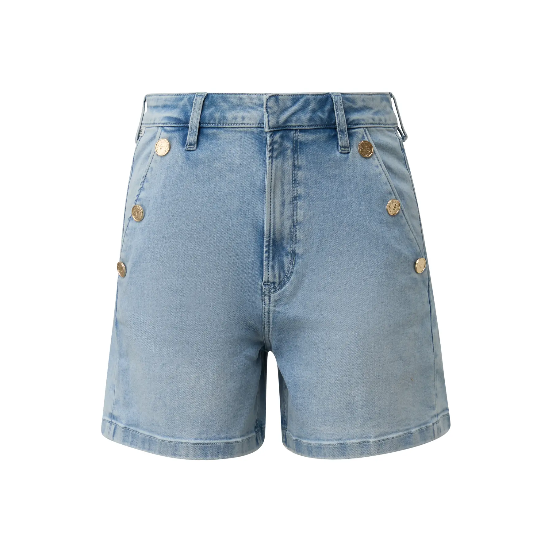 Qs Women's Bleu High Waisted Denim Shorts For