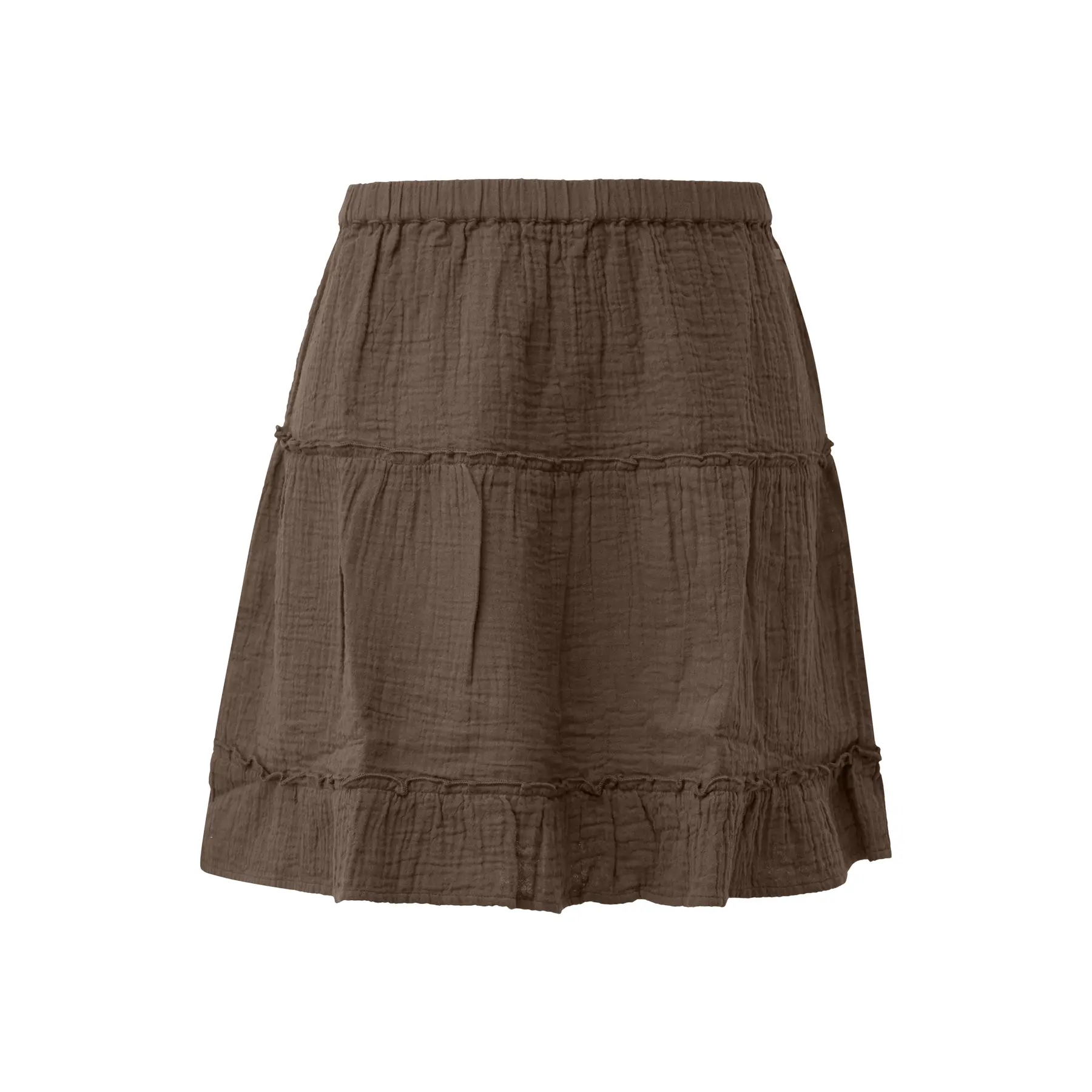 Mini gonna svasata con volant in mousseline donna