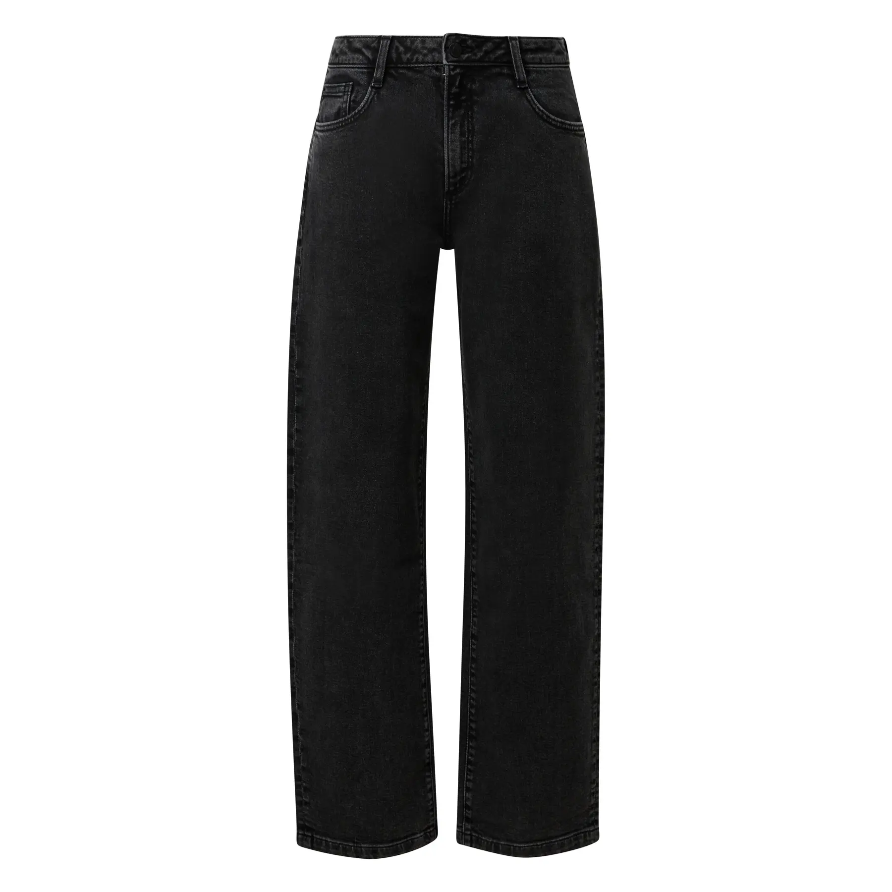 Jeans a gamba dritta vita media effetto usato donna