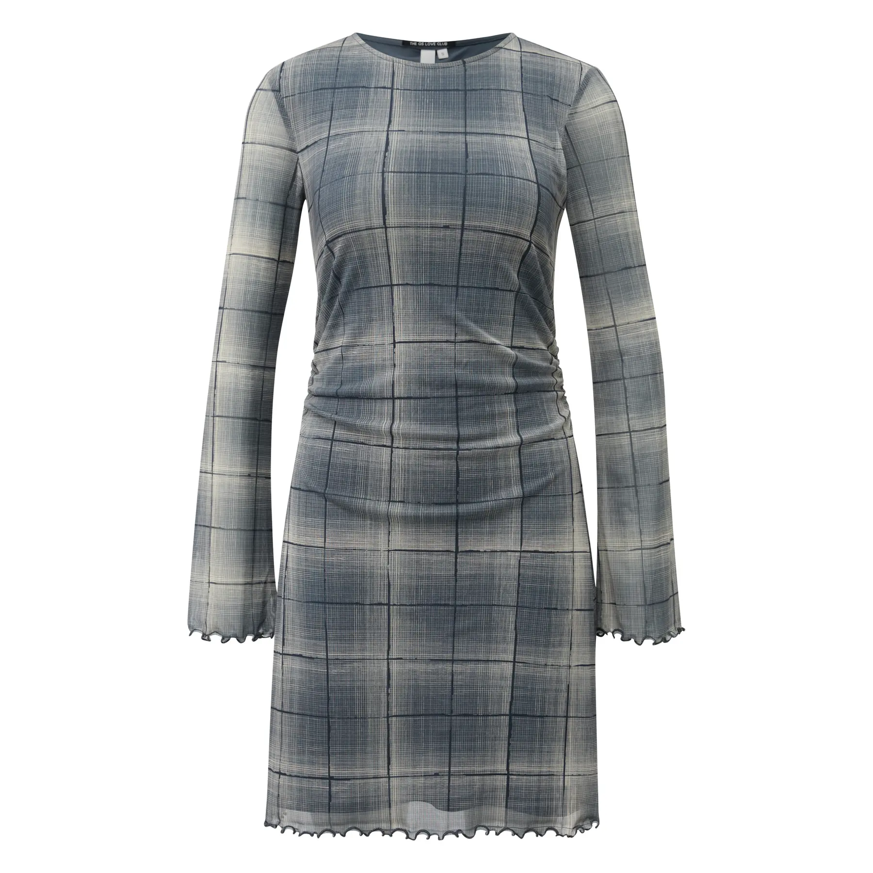 Abito lungo al ginocchio in mesh con stampa all-over donna