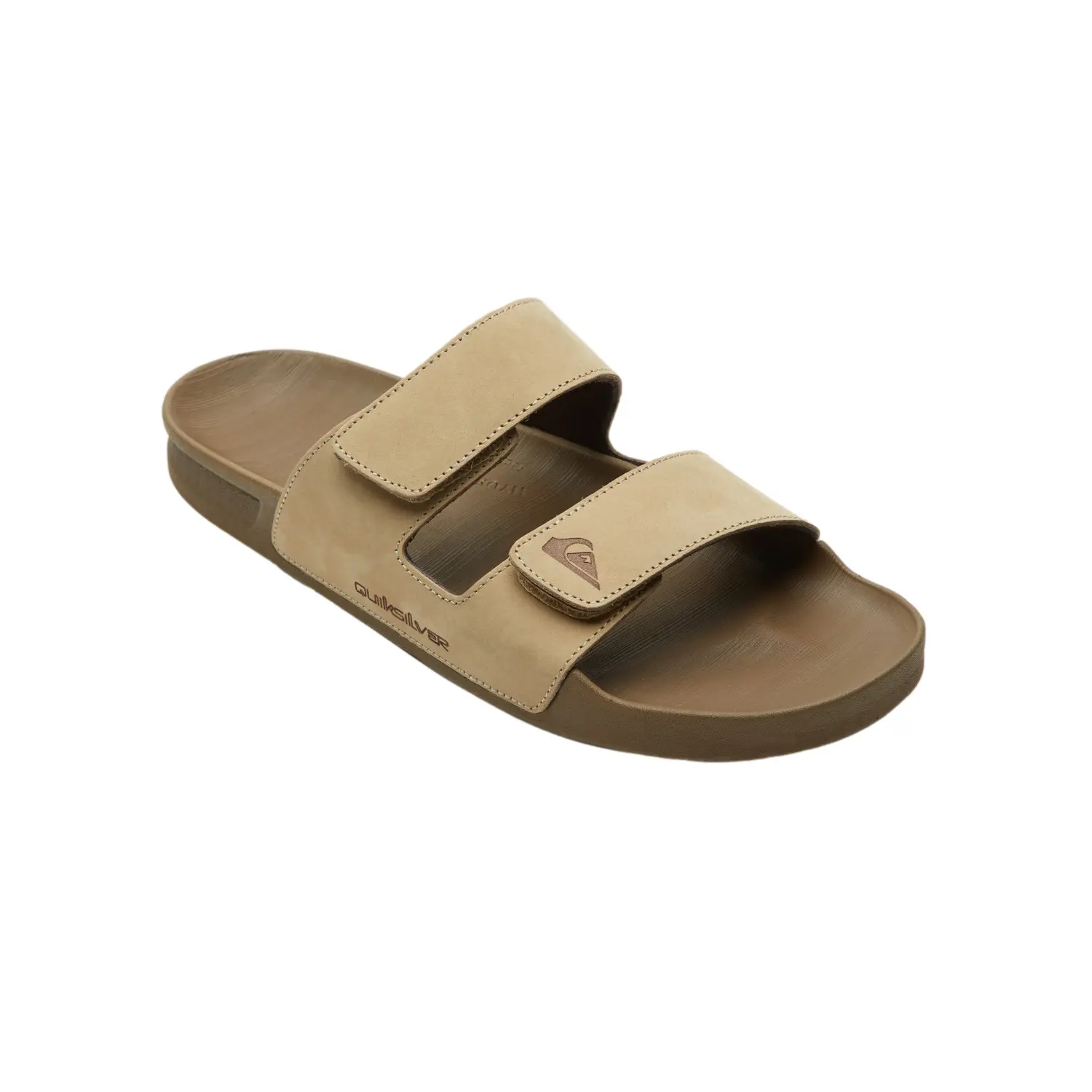 Quiksilver Men's Beige Double Adjustt Leather Sliders Rivi