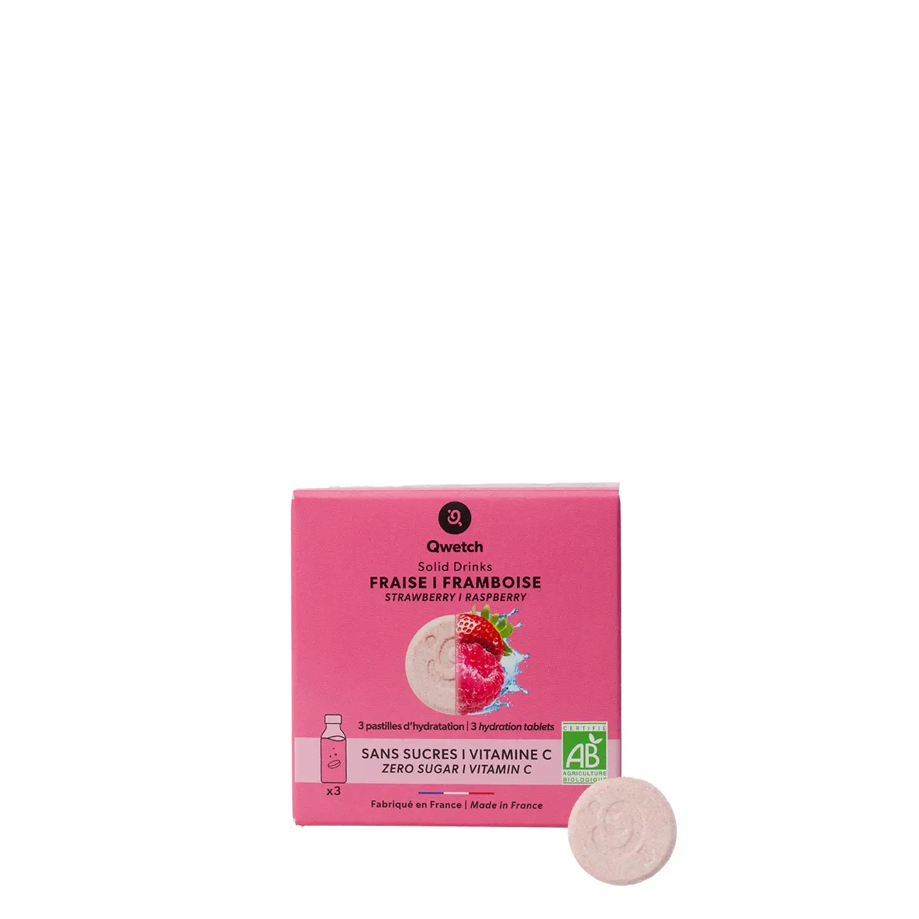 Pastille d'hydratation fraise & framboise Qwetch (x3)