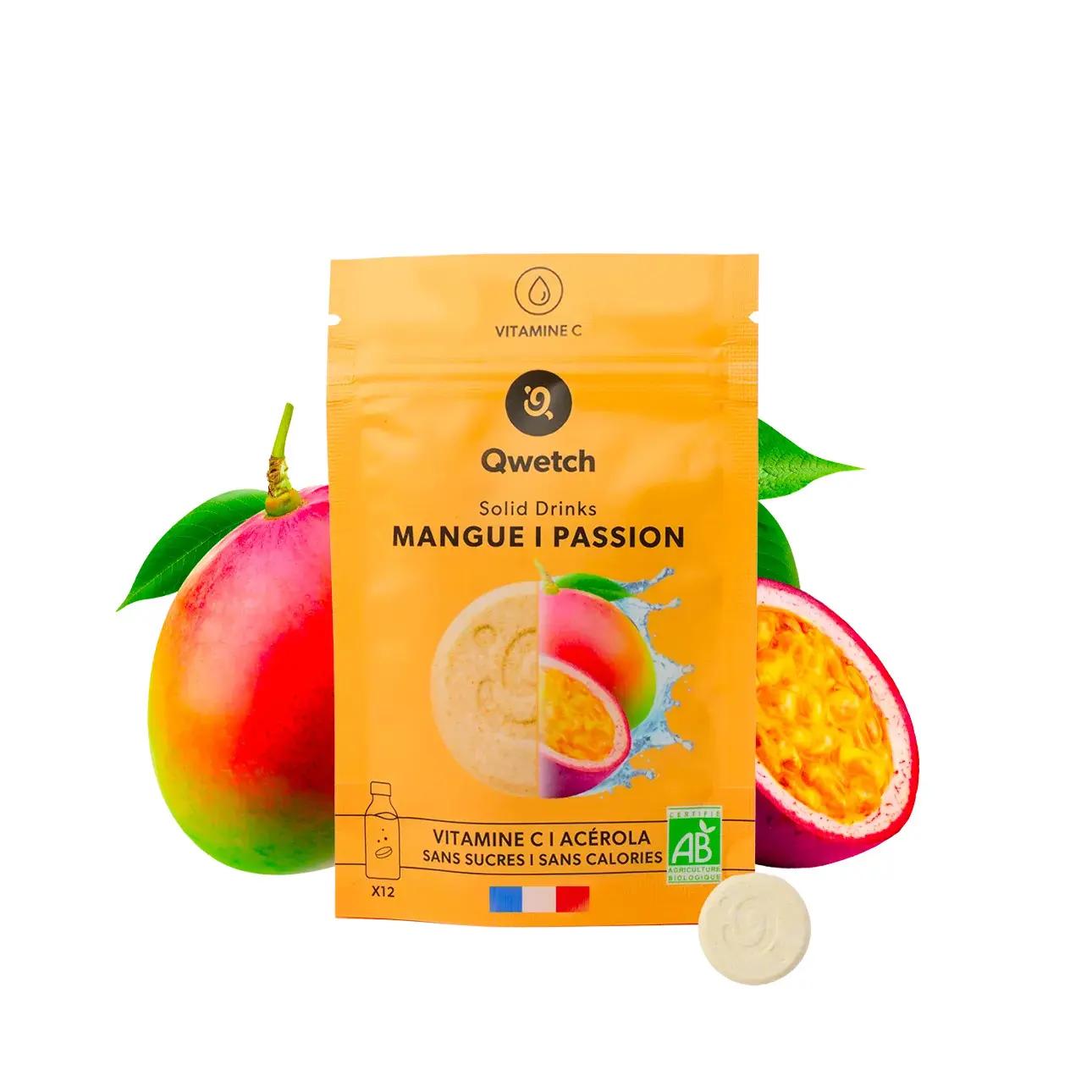 Pastille d'hydratation mangue & passion Qwetch (x12)