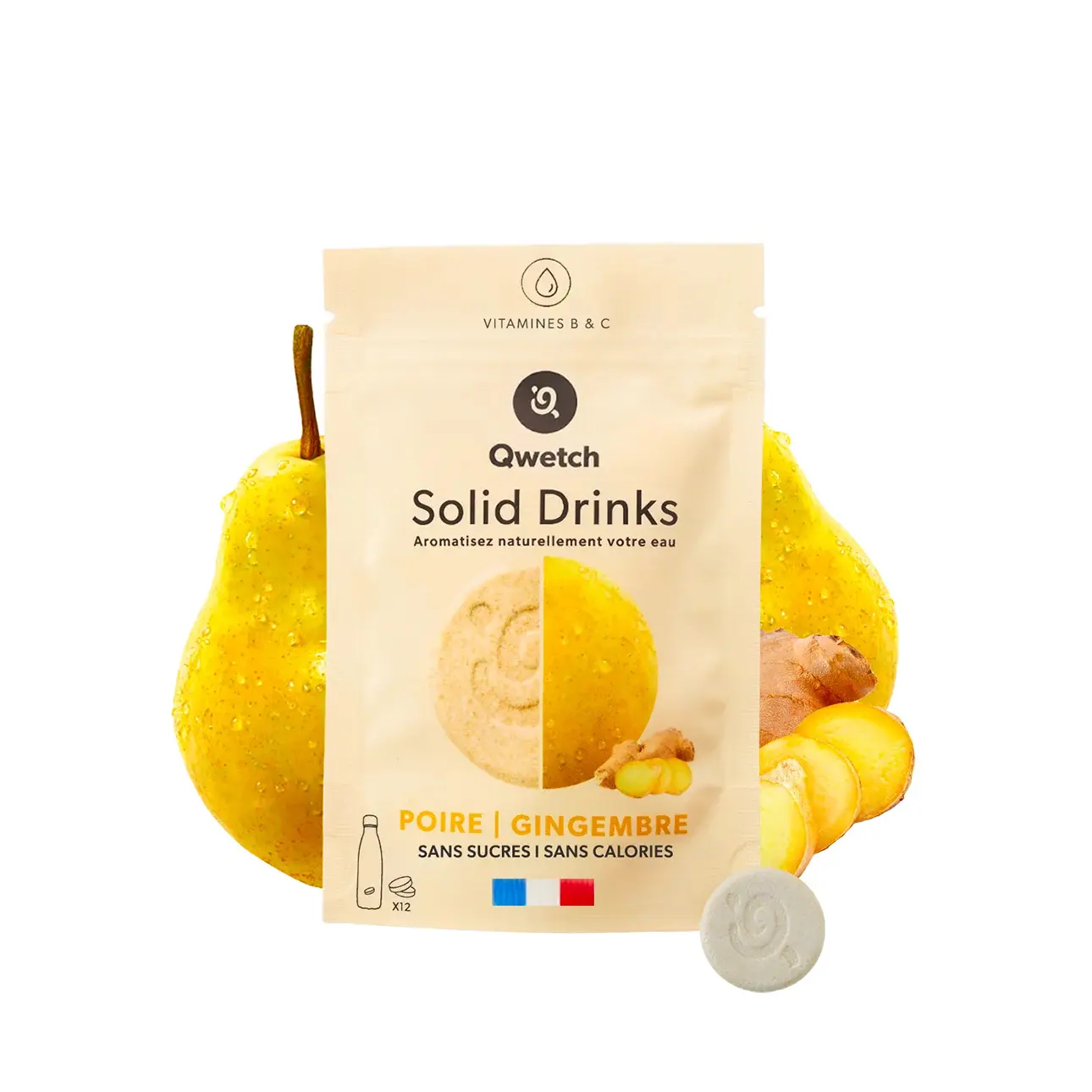 Pastille d'hydratation poire & gingembre Qwetch (x12)