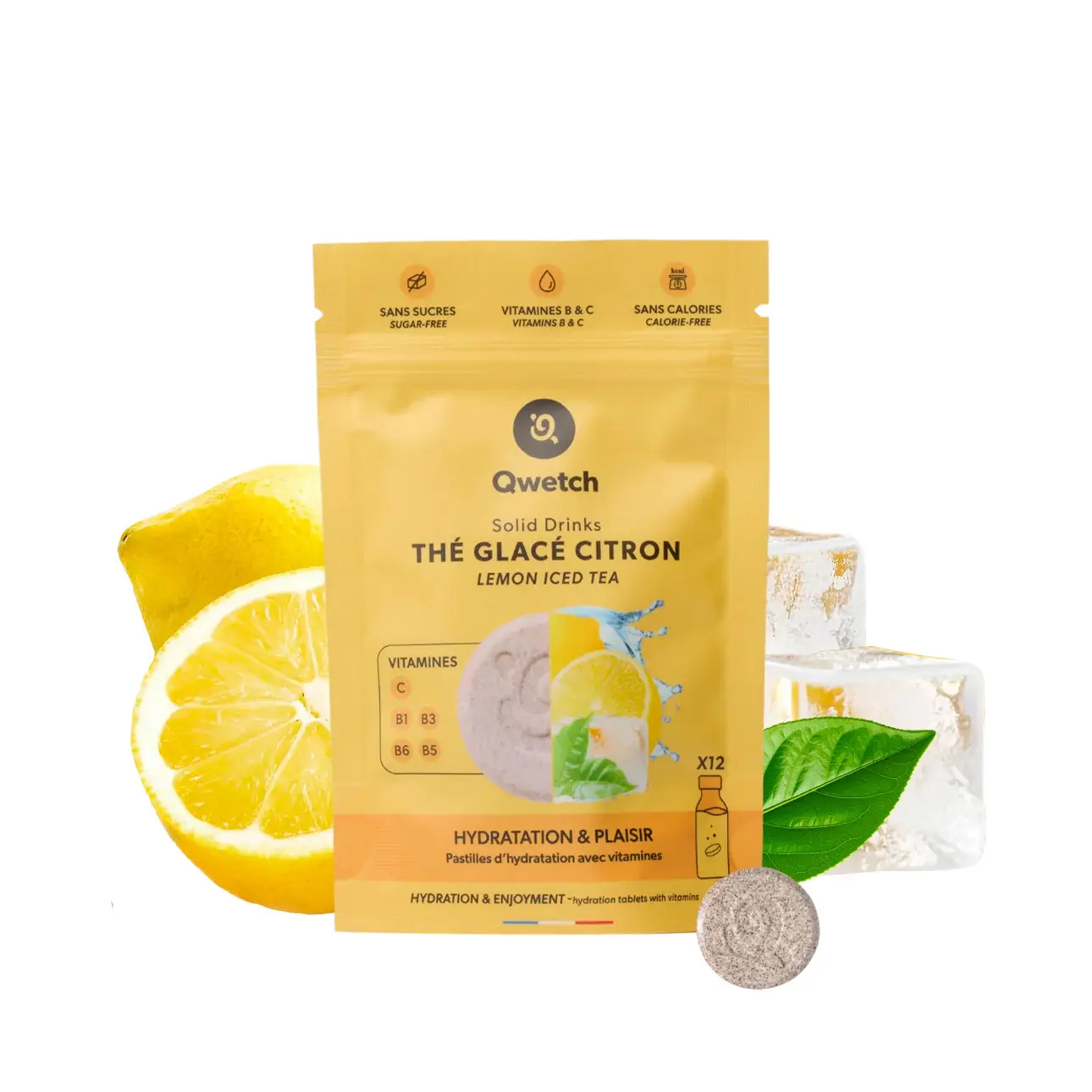 Pastille d'hydratation thé glacé citron Qwetch (x12)