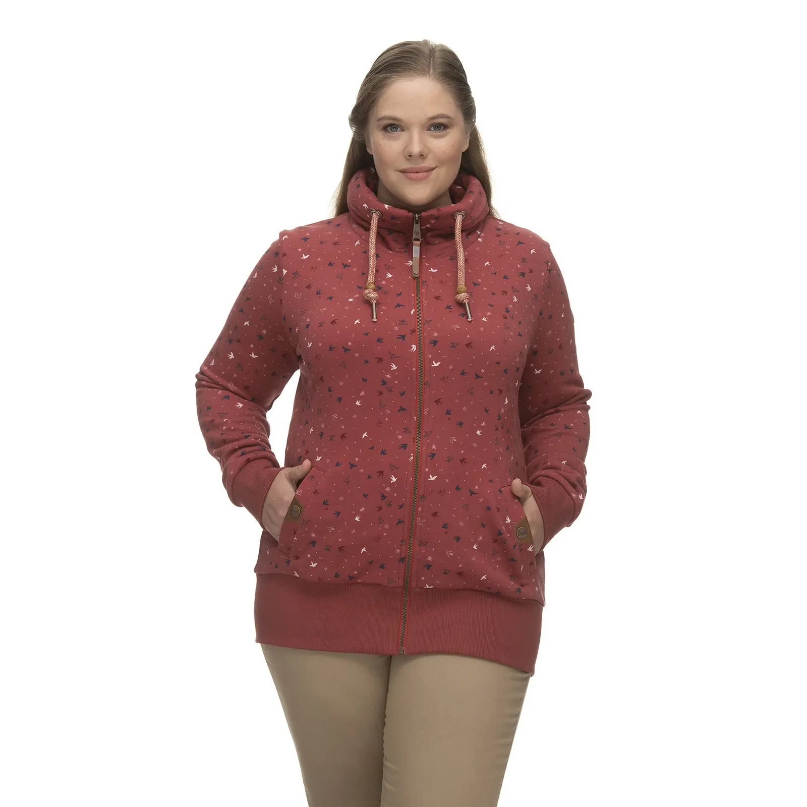 Felpa con cerniera a cappuccio da donna  Rylie Birds Plus