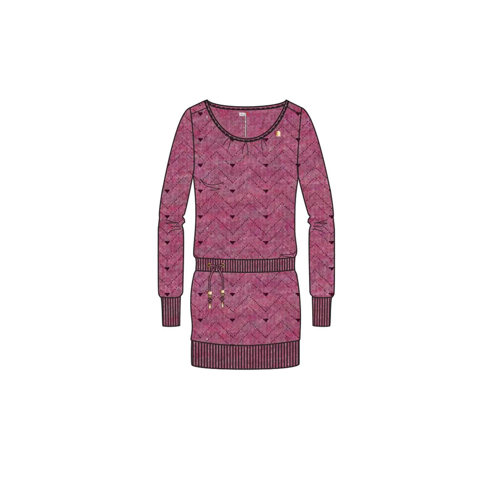 Vestito donna a maniche lunghe  Alexa Zig Zag