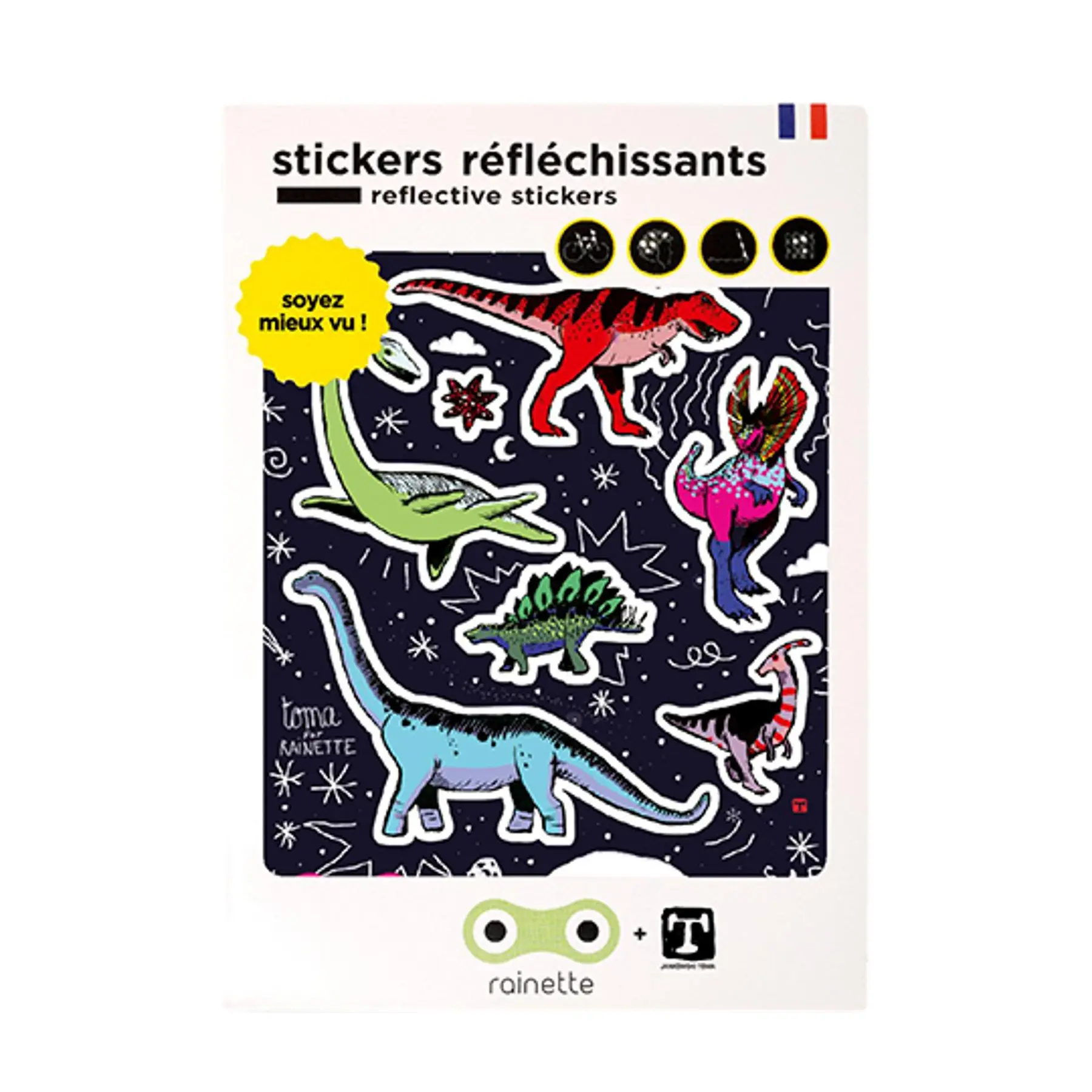 Image of Reflektierende Aufkleber Rainette Dinos