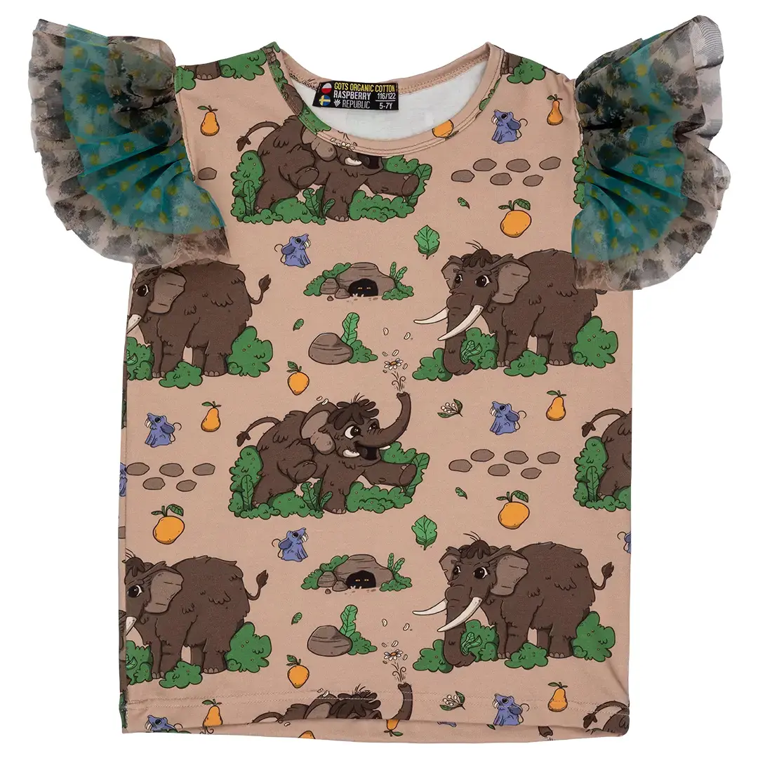 Mädchen T-Shirt mit Volants Raspberry Republic Wooly Mammoth