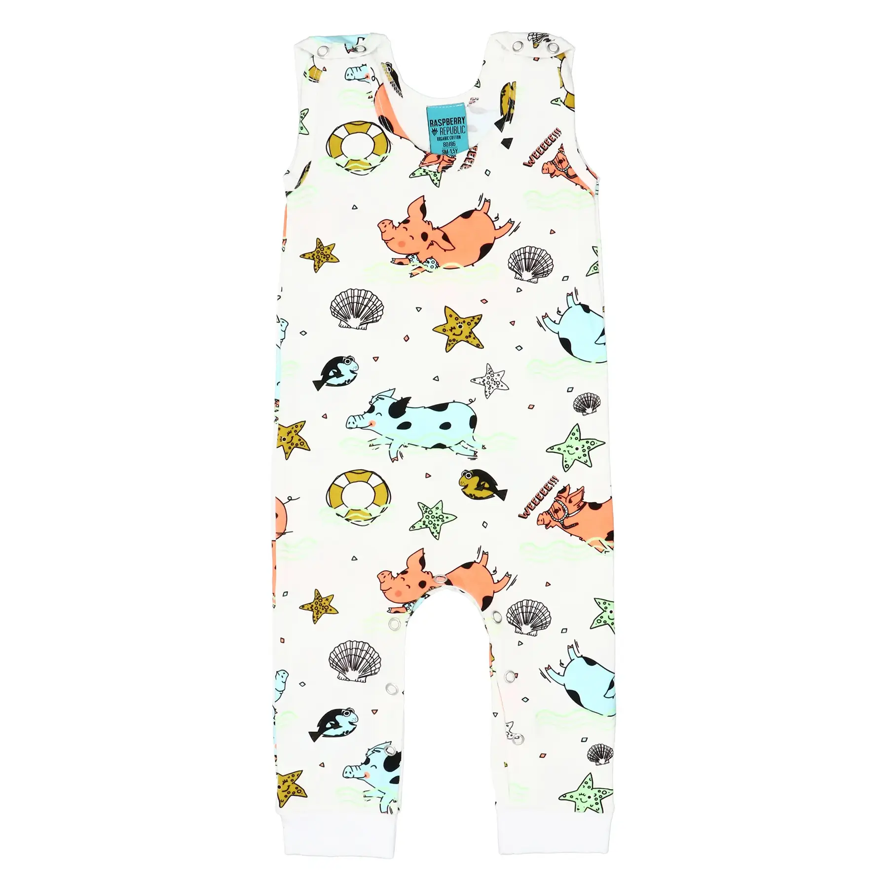 Raspberry Republic Unisex Infant Blanc Baby Overalls