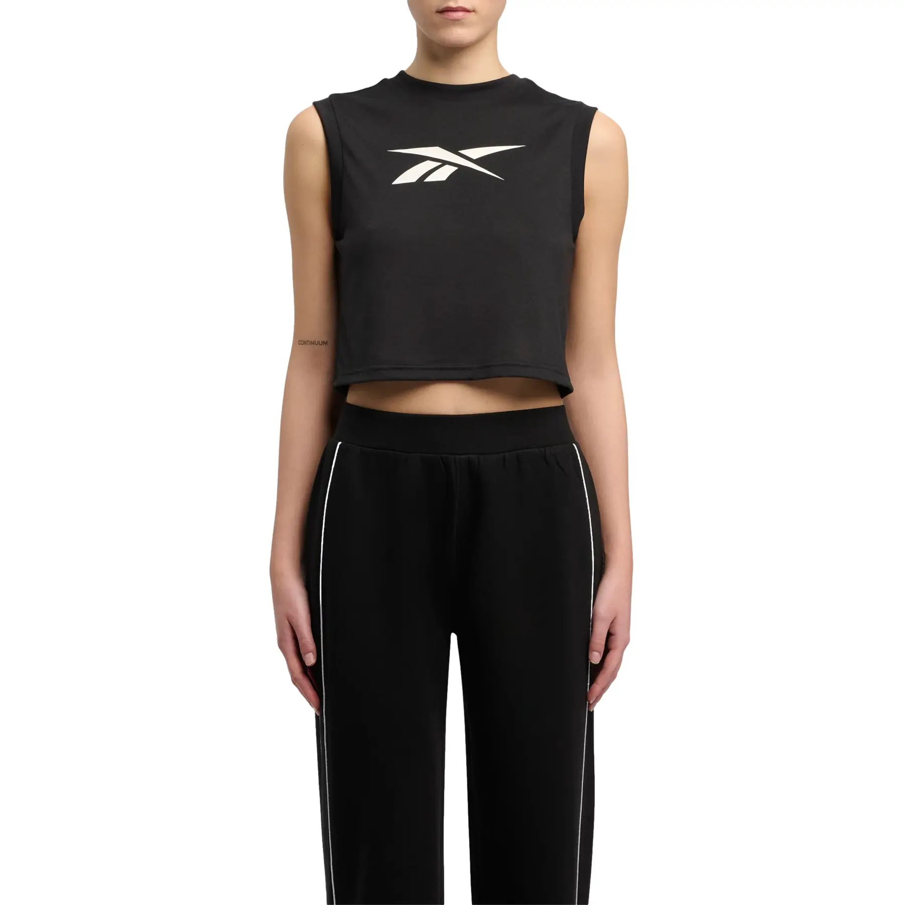 Reebok Women's Noir Cropped Tank Top Id Logo
