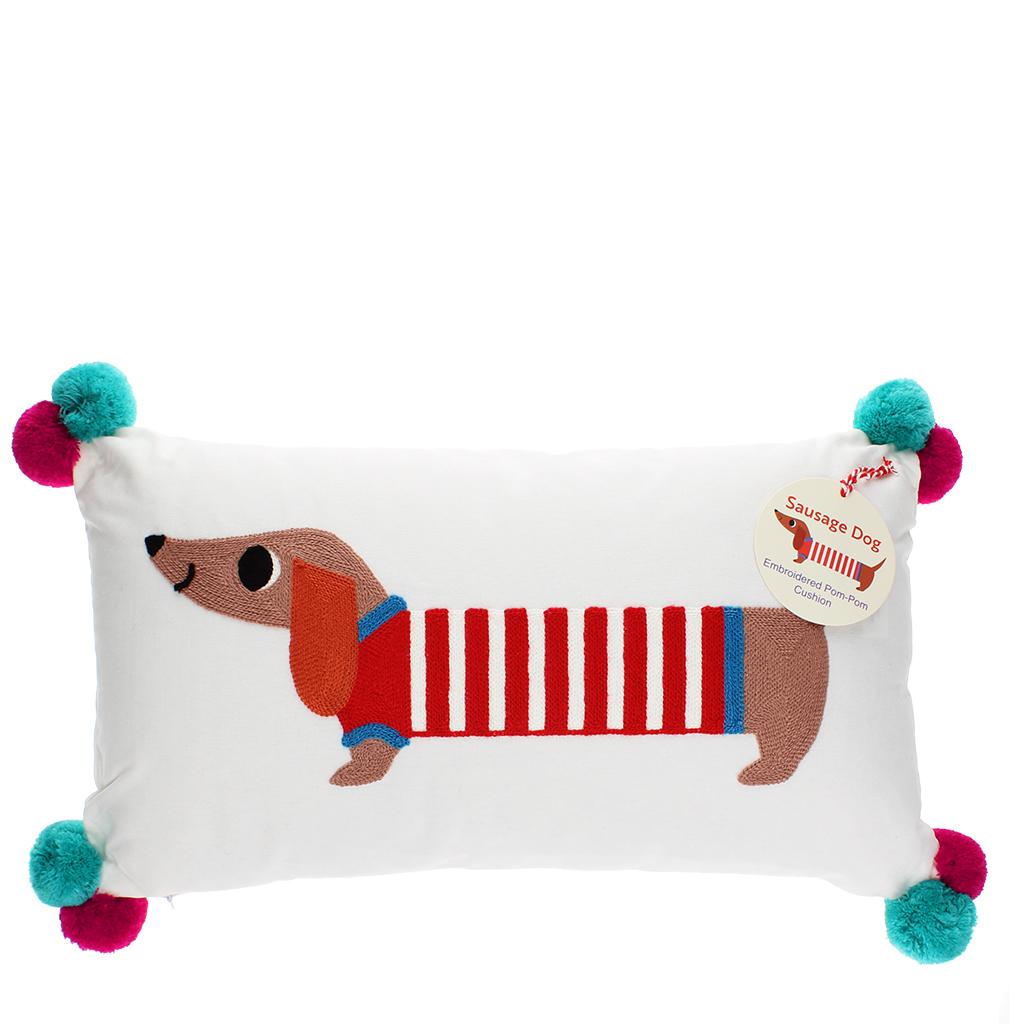 5027455454559 - Besticktes Kissen mit Quasten Sausage Dog