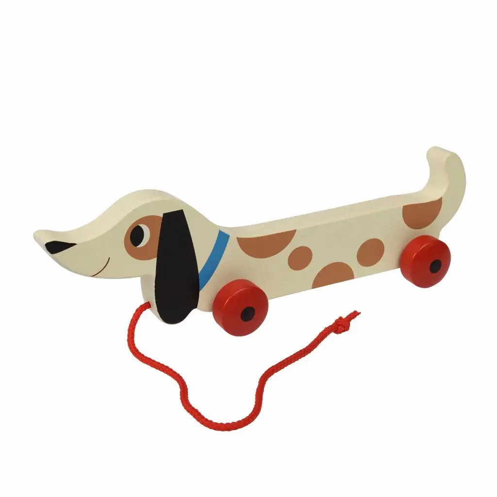 Children's wooden pull-along games Rex London Charlie The Sausage