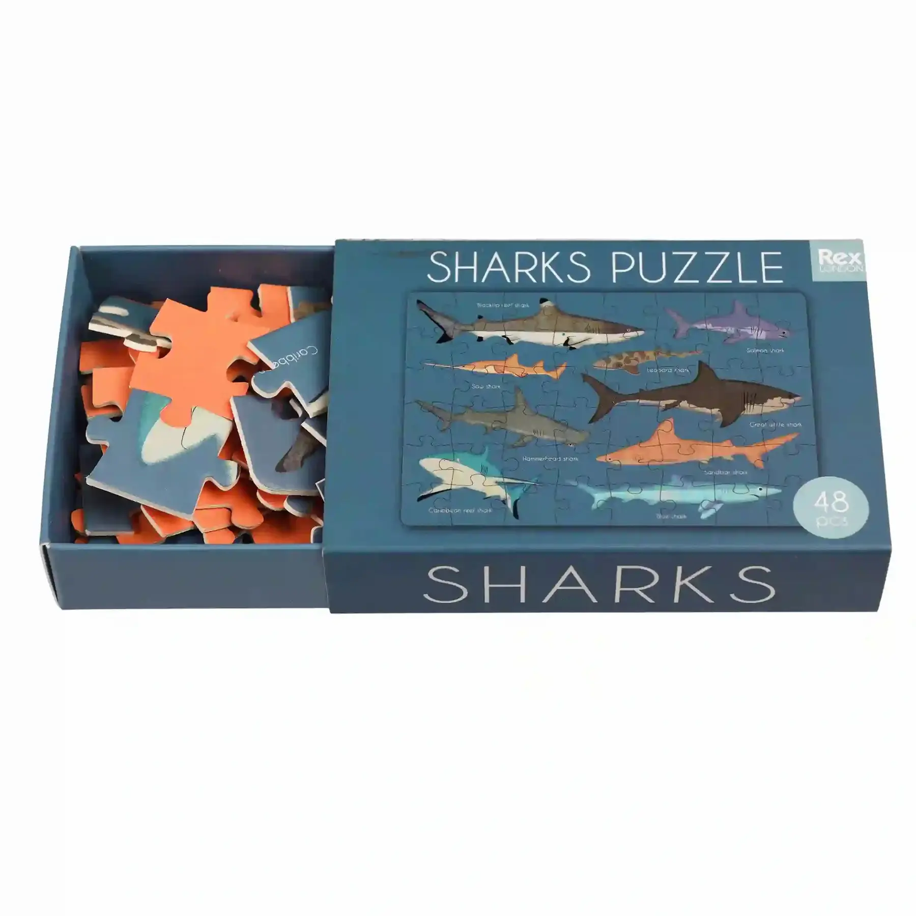 5027455437866 - 48-teiliges Puzzle Streichholzschachtel Kind Sharks