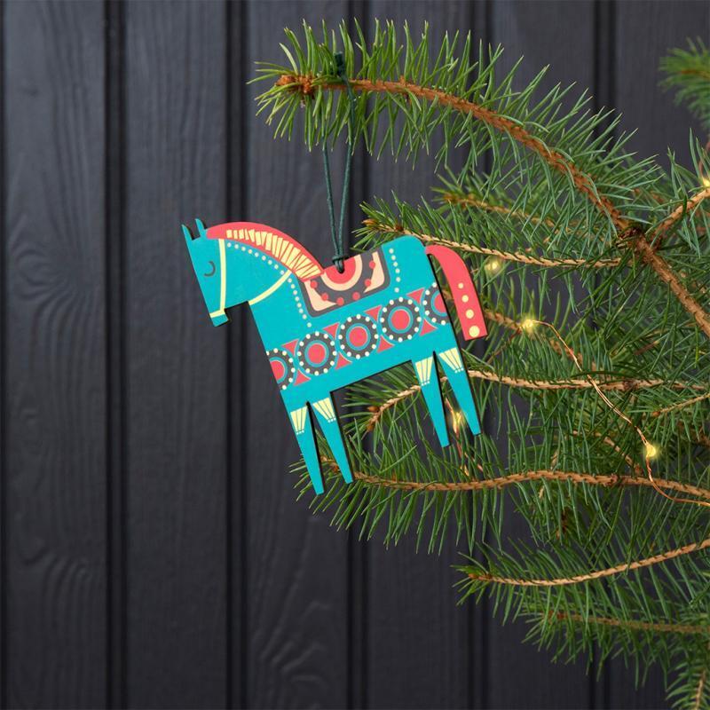 5027455441740 - Weihnachtsdekoration Pferd aus Holz Rex London