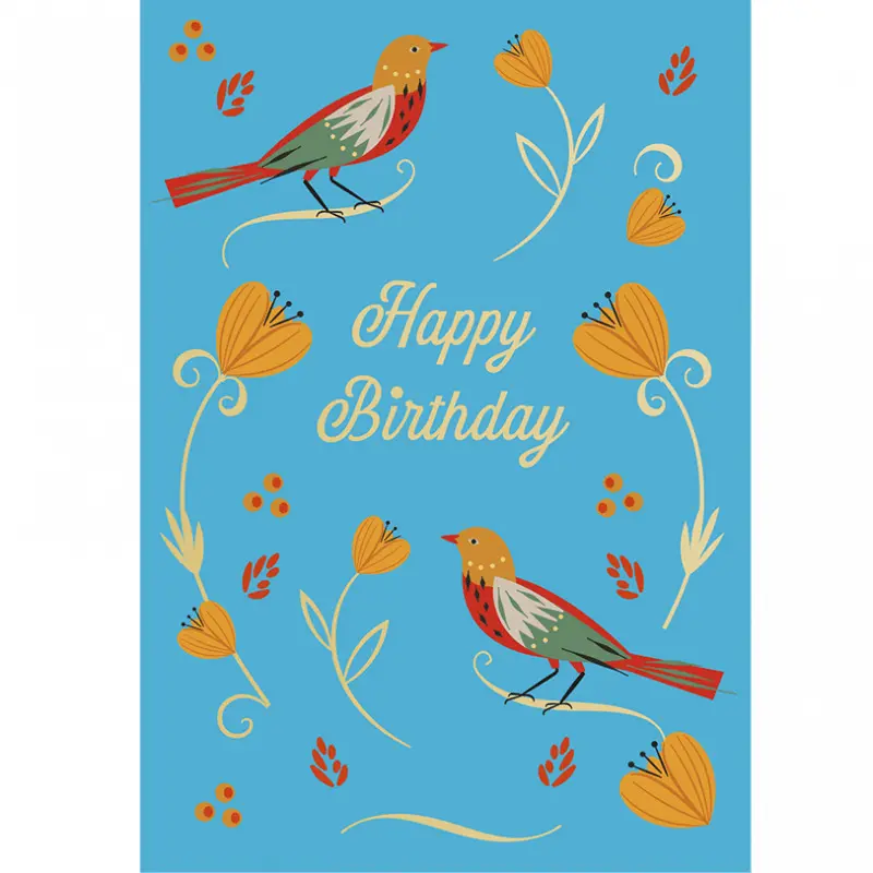 5027455444154 - Geburtstagskarte Blumen Vögel Rex London