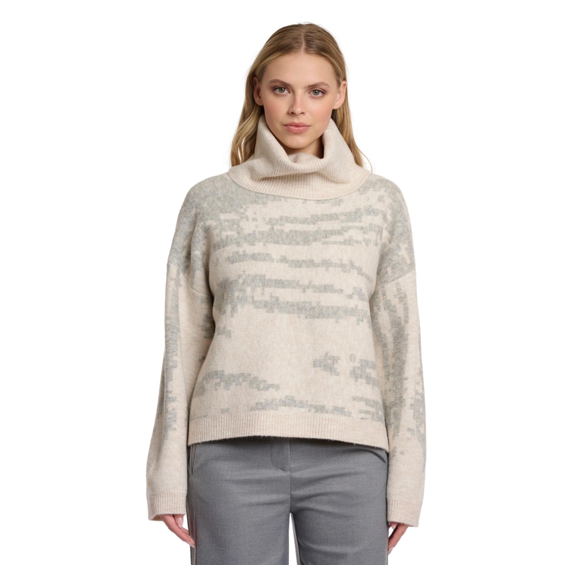 Maglione a maglia quadrata con colletto alto donna  Izzie