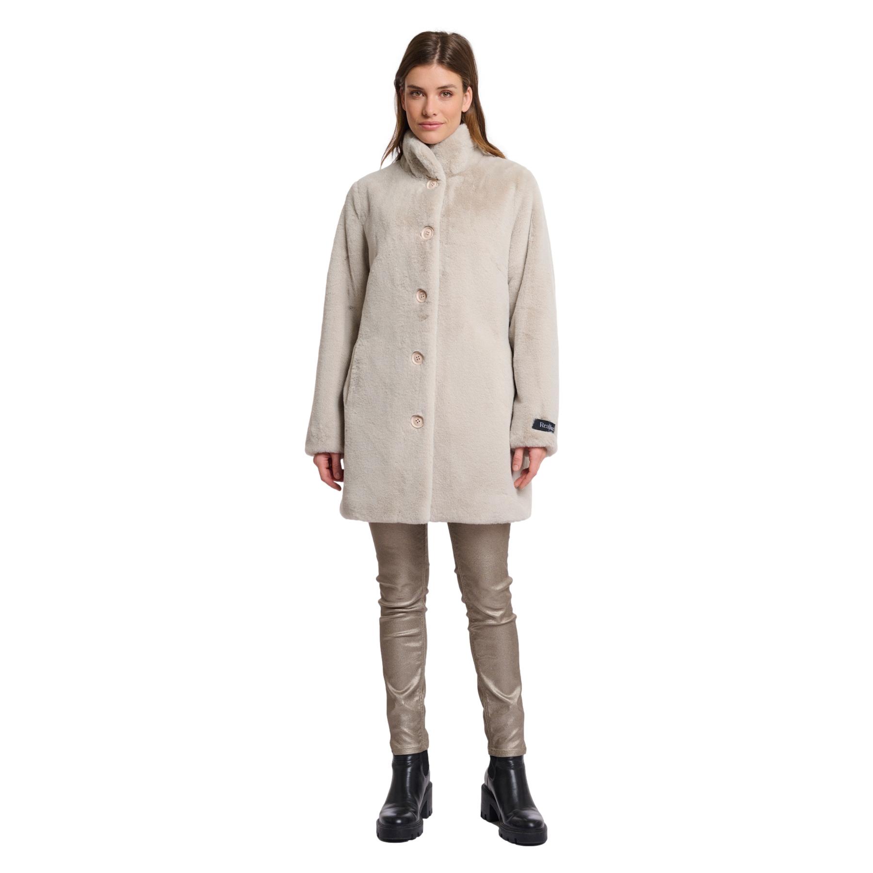 8720529534313 - Faux-Fur Mantel mit einfacher Knopfleiste für Frauen Nonna