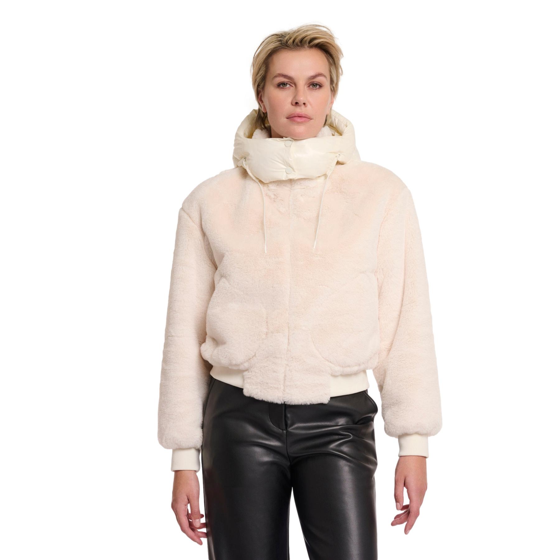 Felpa con cappuccio in pelliccia sintetica donna  Pia