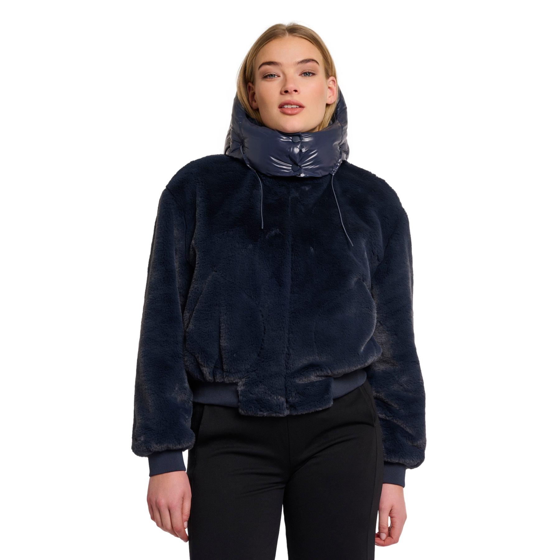 Felpa con cappuccio in pelliccia sintetica donna  Pia