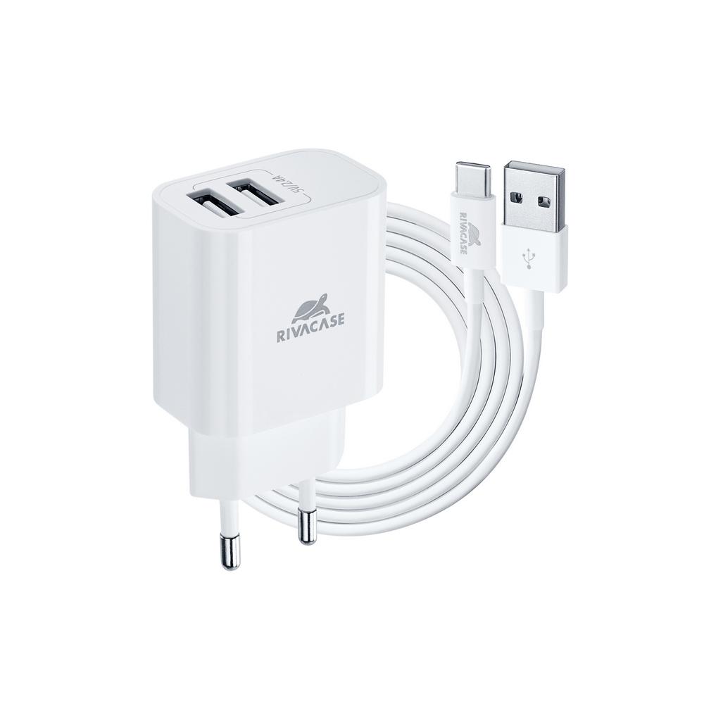 4260709016160 - Wandladegerät mit 2 USB-Ports und Type-C-Kabel Rivapower PS4001 WD3