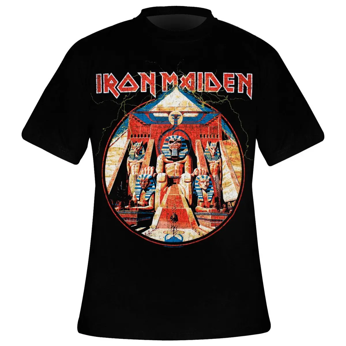 Iron Maiden - Powerslave Lightning Circle Heren T-shirt - XL - Zwart