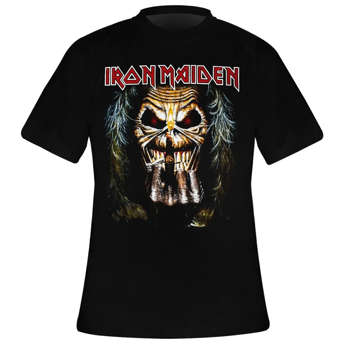Iron Maiden - Eddie Candle Finger, T-Shirt, Manica Corta Da Uomo, Nero(Black), S-image