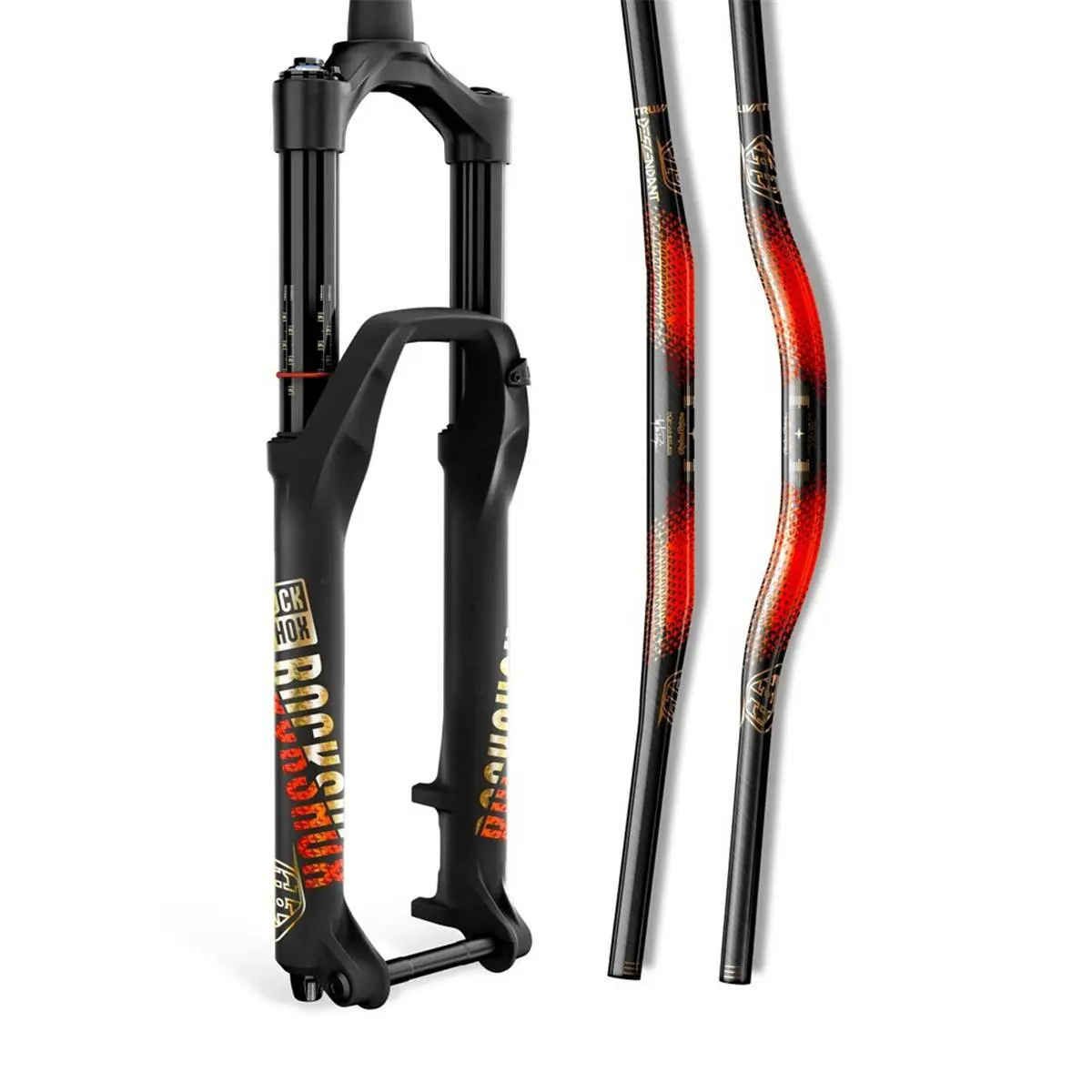 Gabel Rockshox Kit Autocollant Kit Troy Lee Designs 35mm Argt/Orange