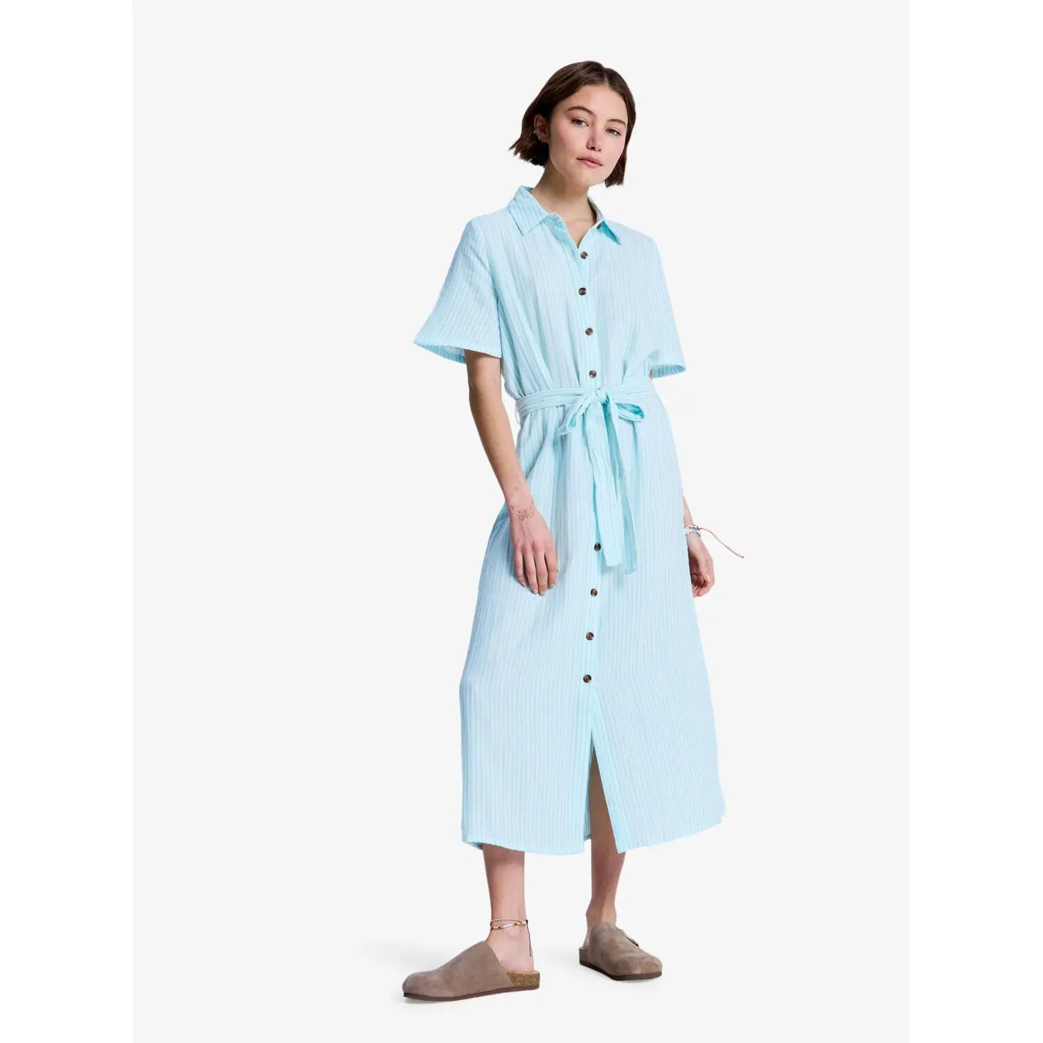 Roxy Women's Bleu Shirt Dress Island Escape Stripe