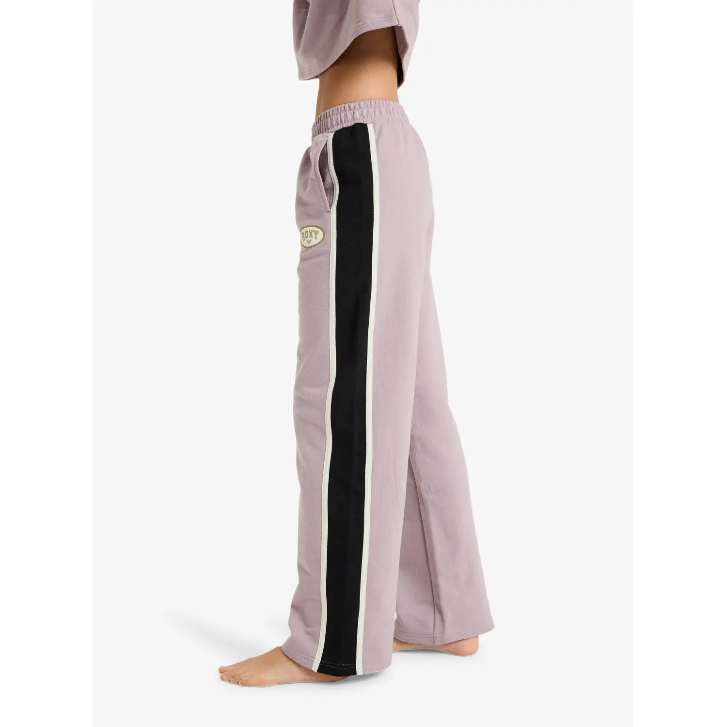 Pantaloni Jogger Roxy Essential Energy – In Cotone Organico, Con Tasche, Elastici In Vita E Orli, Strisce Laterali A Contrasto