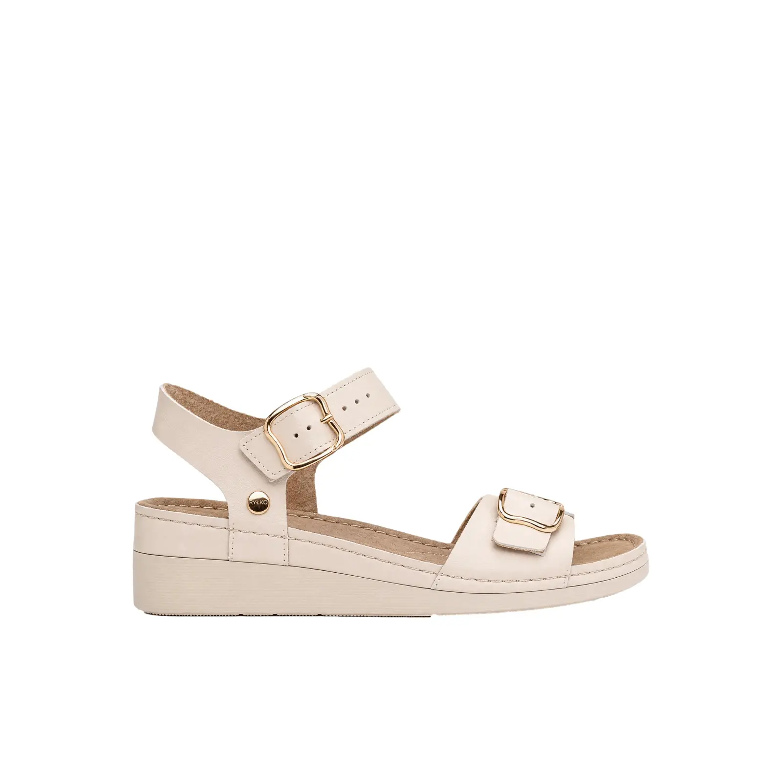 Sandali con zeppa in pelle donna