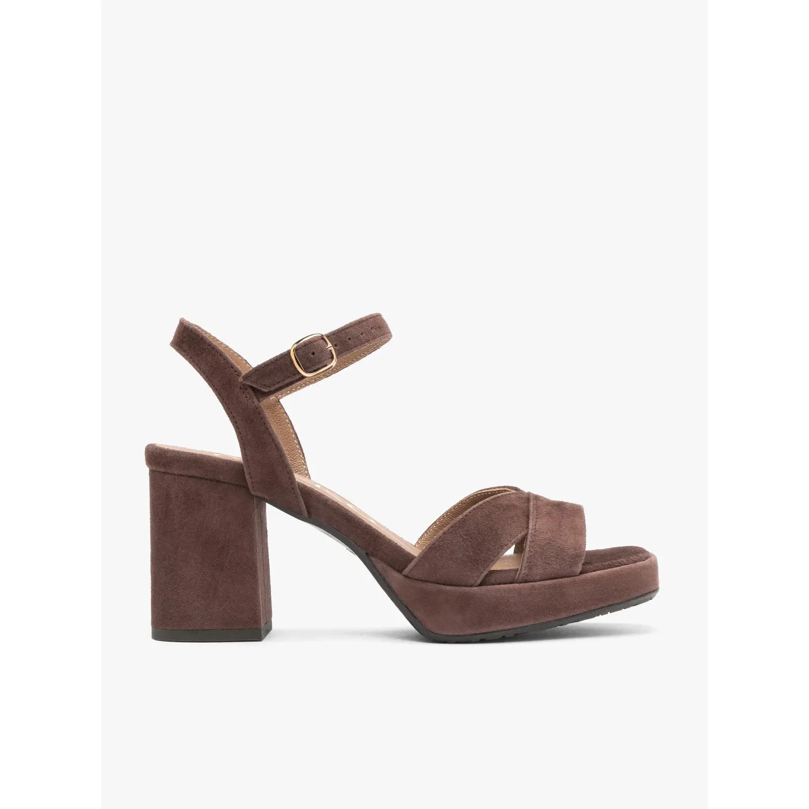 Sandali con tacco in pelle scamosciata donna