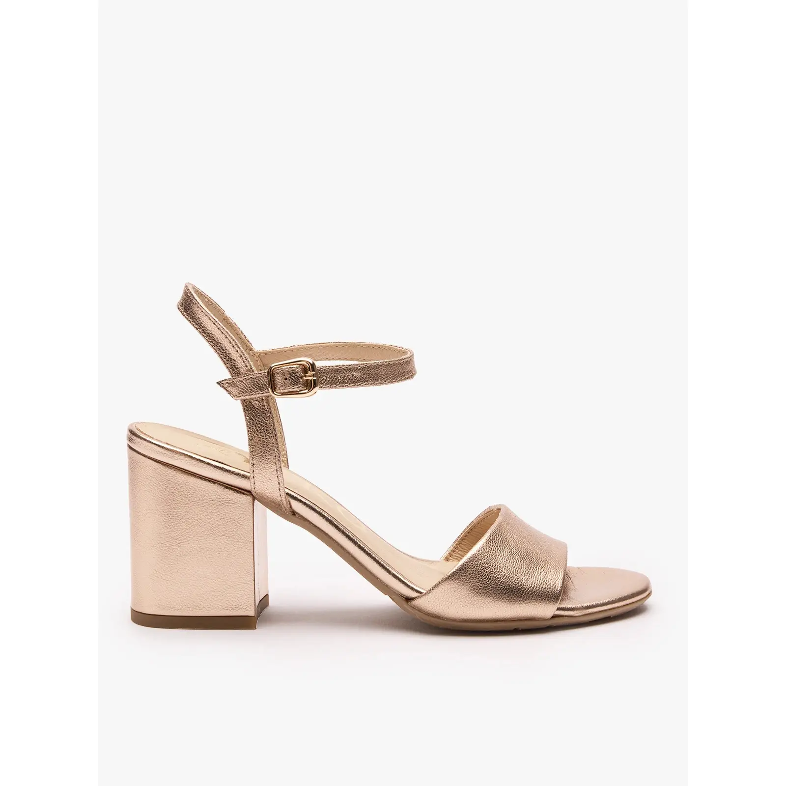 Sandali con tacco in pelle metallizzata donna