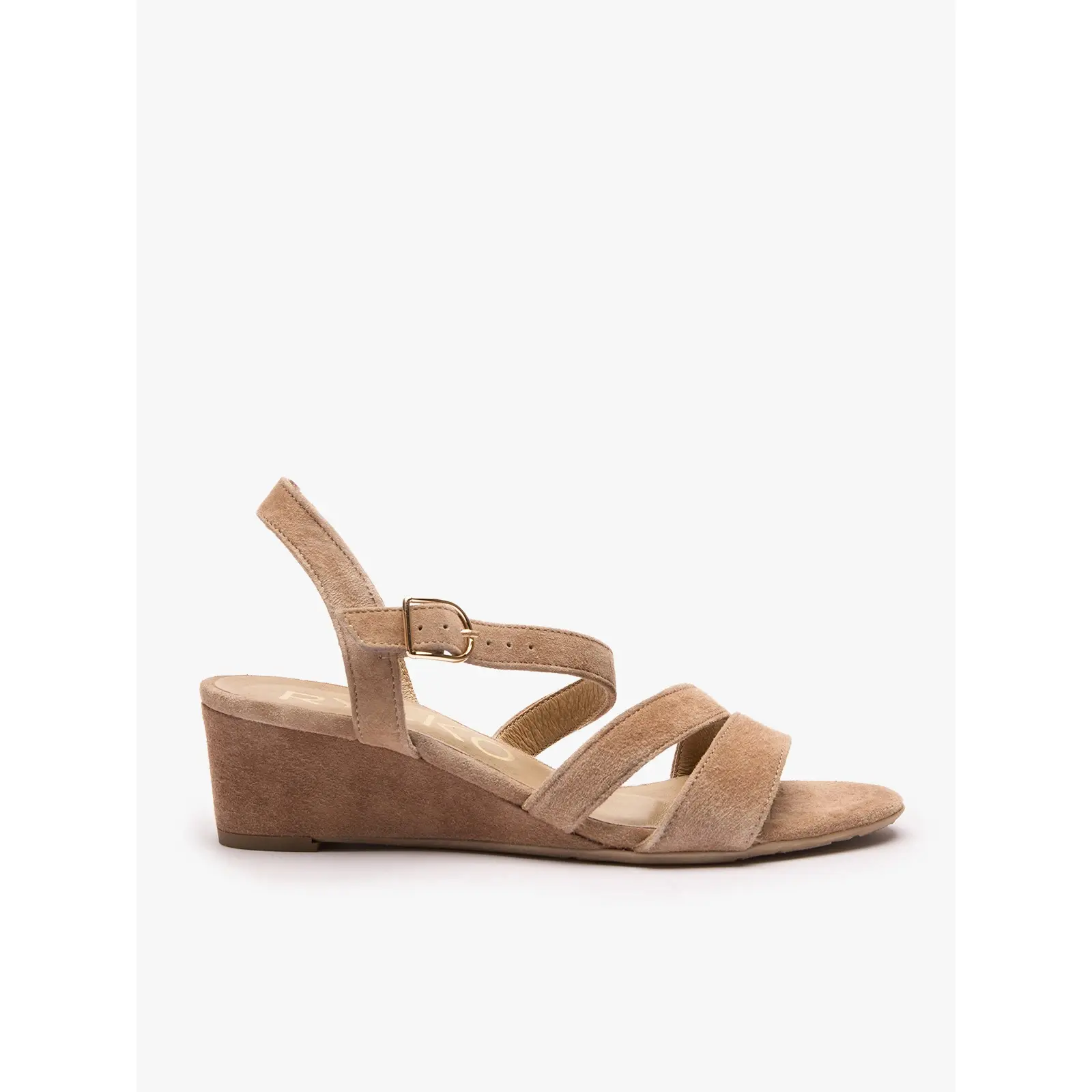 Sandali con zeppa scamosciati donna