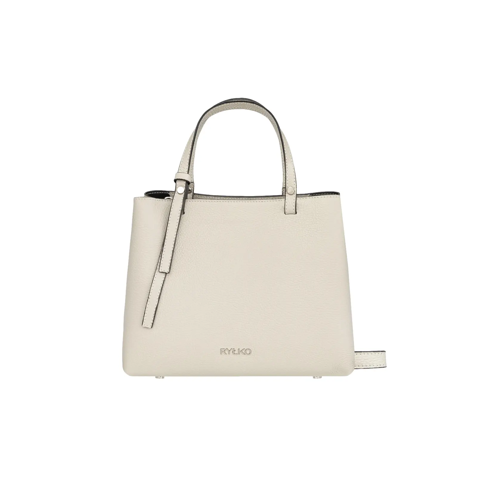 Handtasche mit silbernen Metallakzenten aus Leder für Damen Ryłko 120 cm