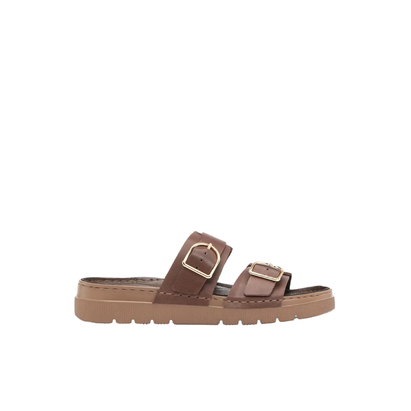 Gouden Metallic Accent Leren Sandalen Dames Ryłko