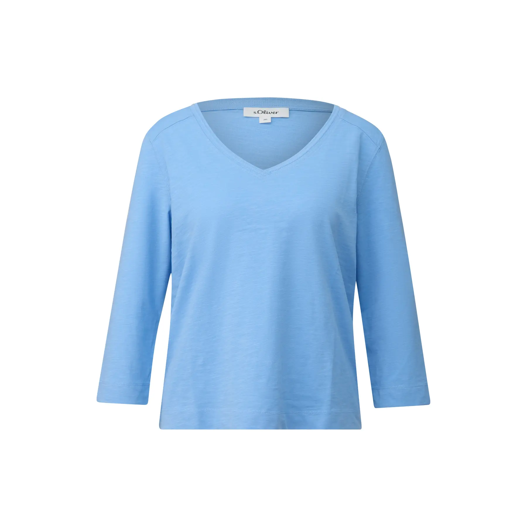 Legere Baumwoll-Jersey-Bluse mit Vorderpasse und 3/4-Ärmeln für Frauen s.Oliver