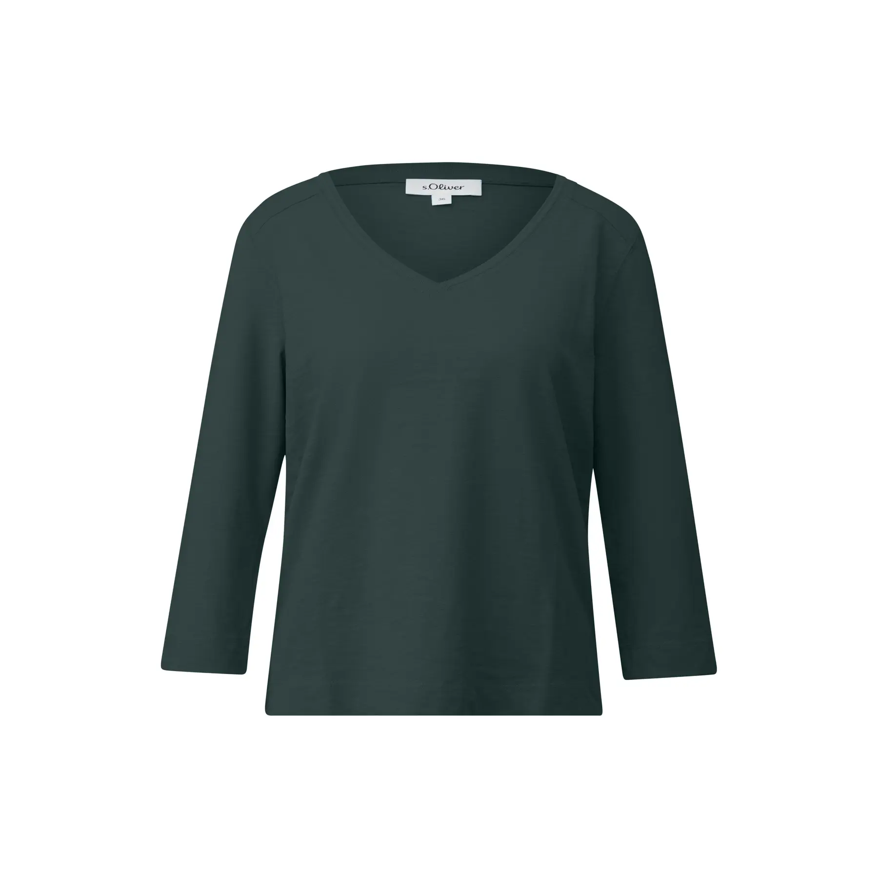 Legere Baumwoll-Jersey-Bluse mit Vorderpasse und 3/4-Ärmeln für Frauen s.Oliver