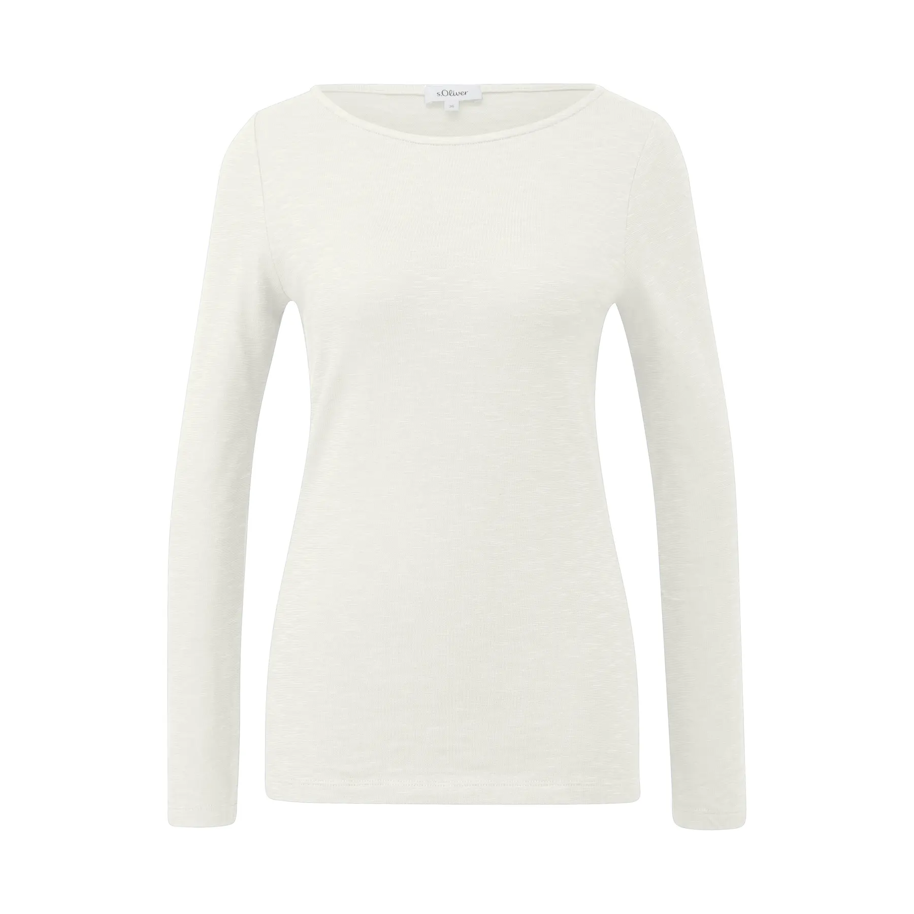 Langarm Slim Fit Baumwoll-T-Shirt mit Boot-Ausschnitt für Damen s.Oliver