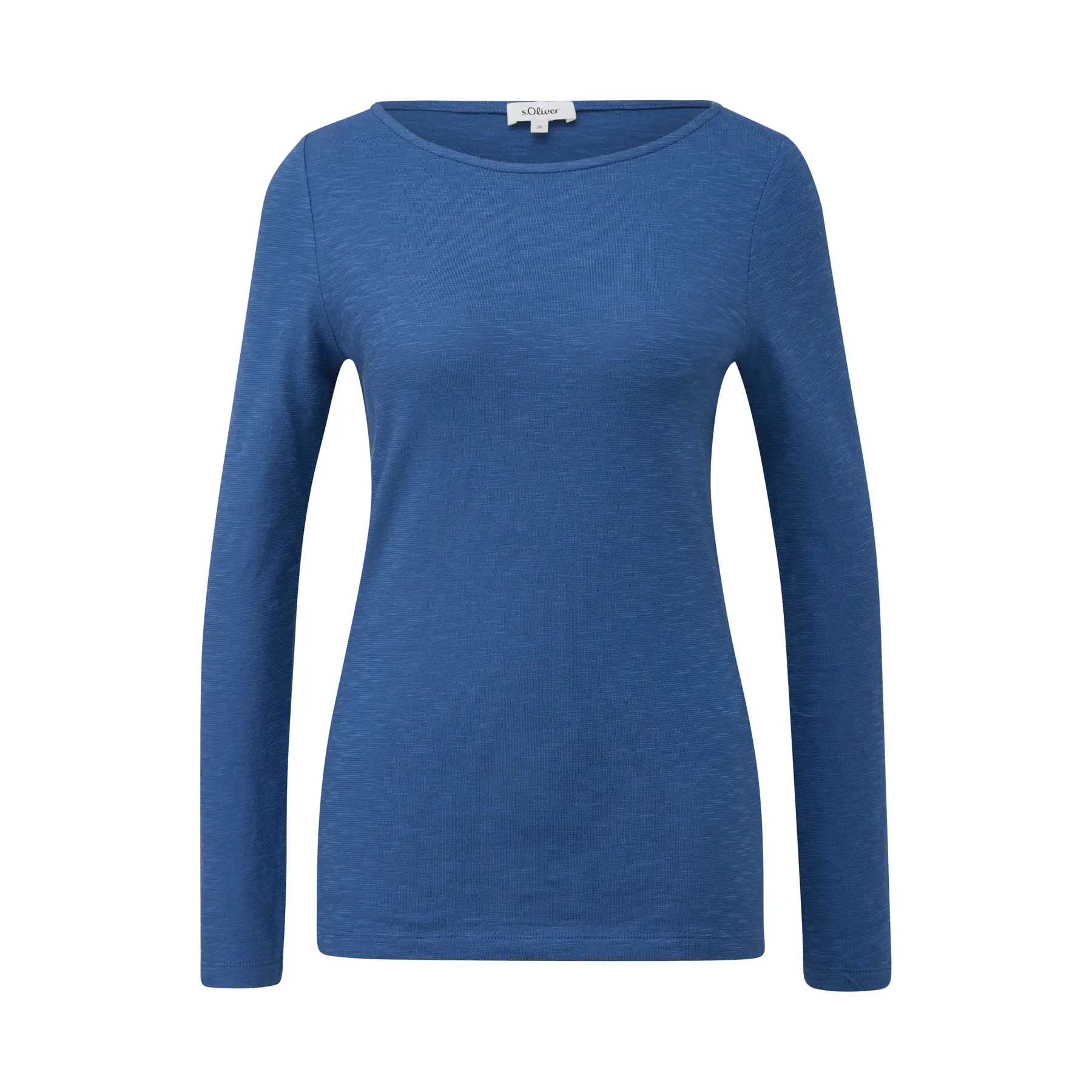 Langarm Slim Fit Baumwoll-T-Shirt mit Boot-Ausschnitt für Damen s.Oliver