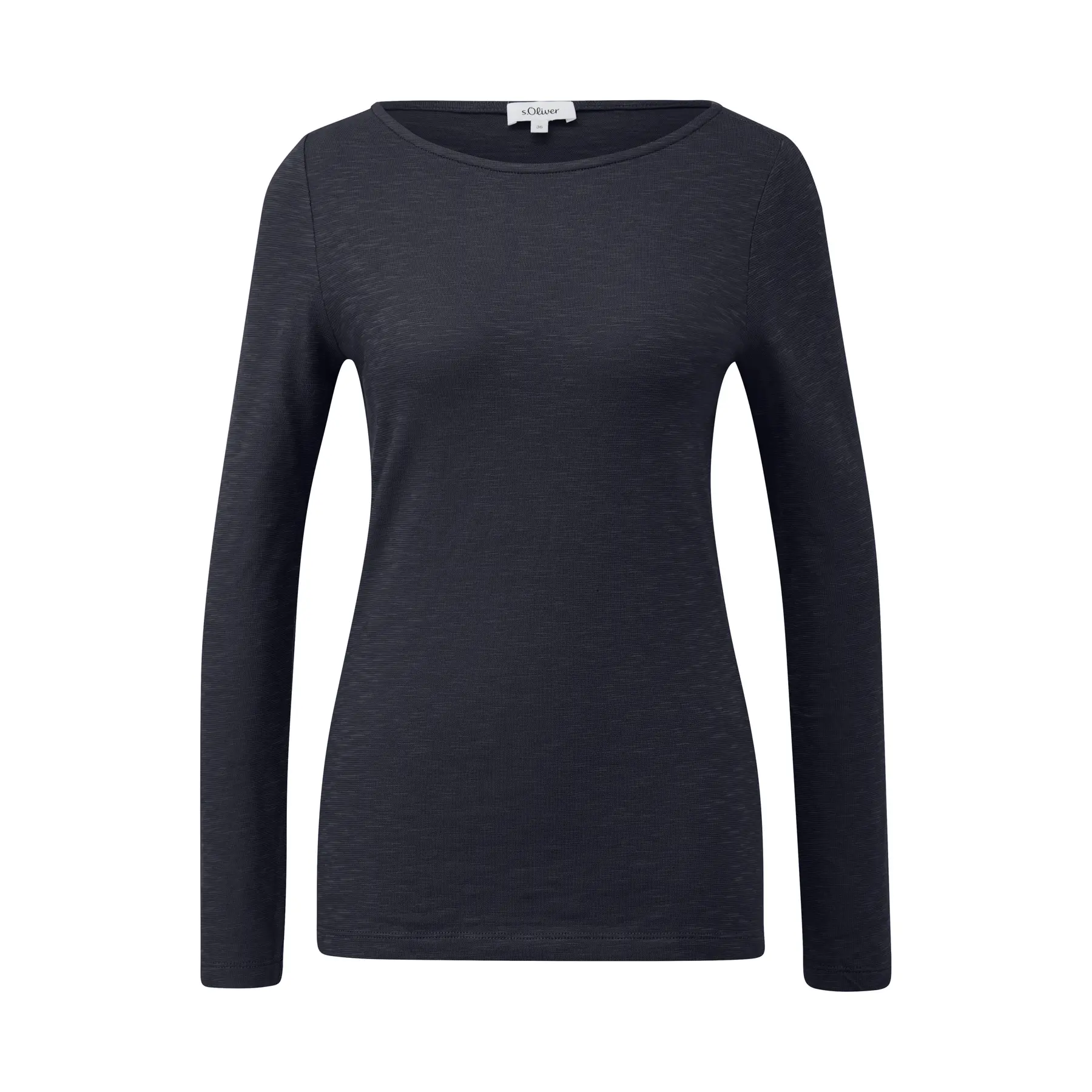 Langarm Slim Fit Baumwoll-T-Shirt mit Boot-Ausschnitt für Damen s.Oliver