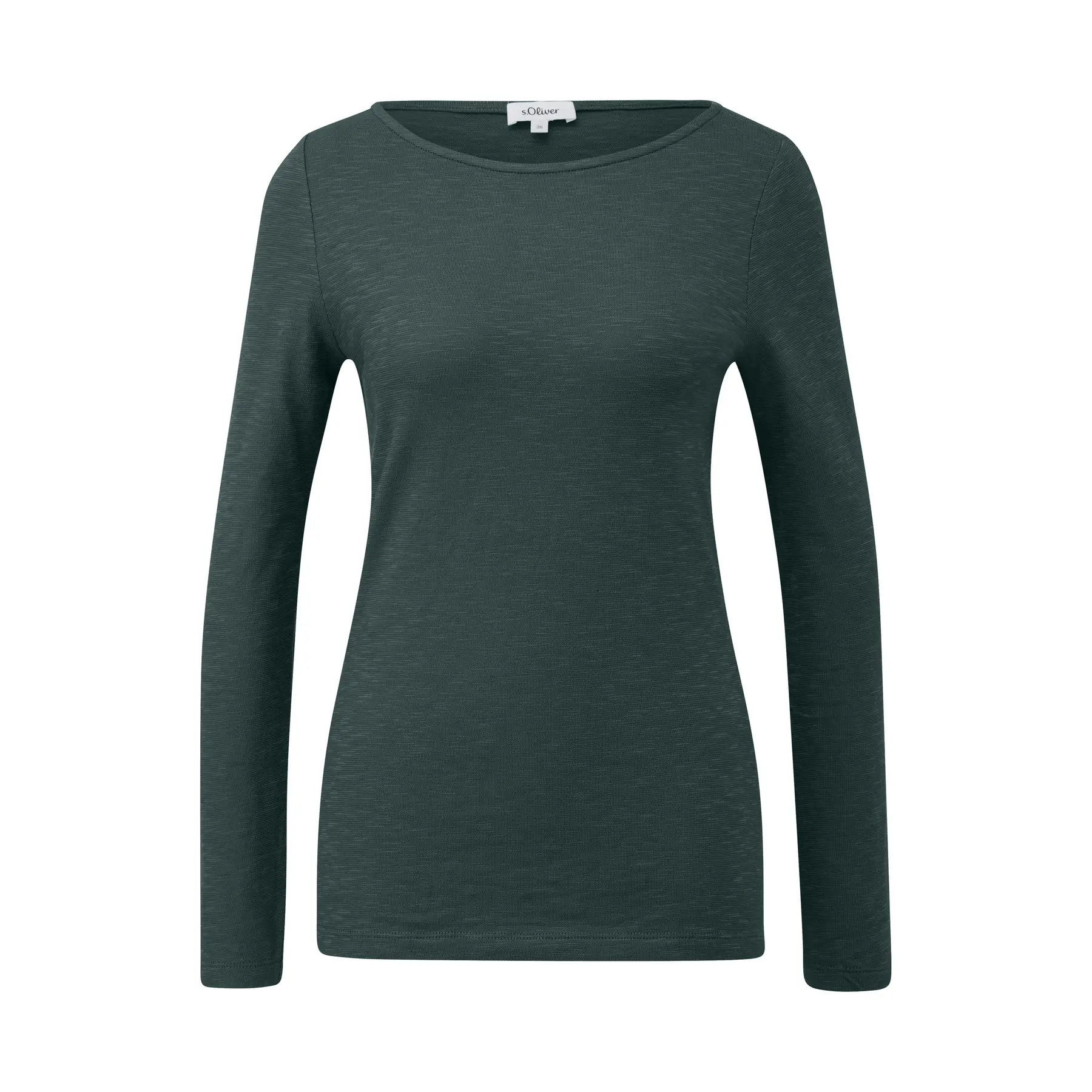 Langarm Slim Fit Baumwoll-T-Shirt mit Boot-Ausschnitt für Damen s.Oliver