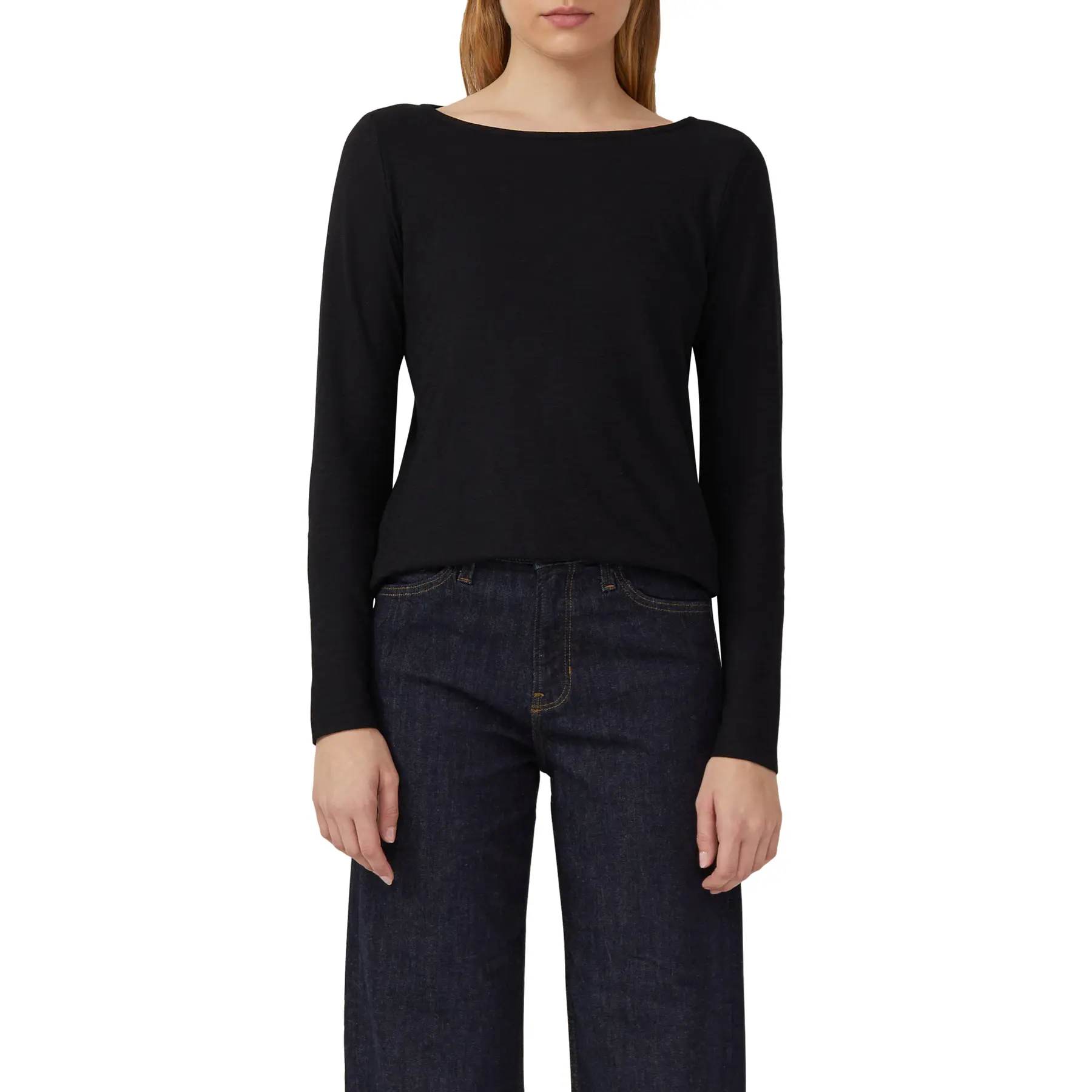 Langarm Slim Fit Baumwoll-T-Shirt mit Boot-Ausschnitt für Damen s.Oliver