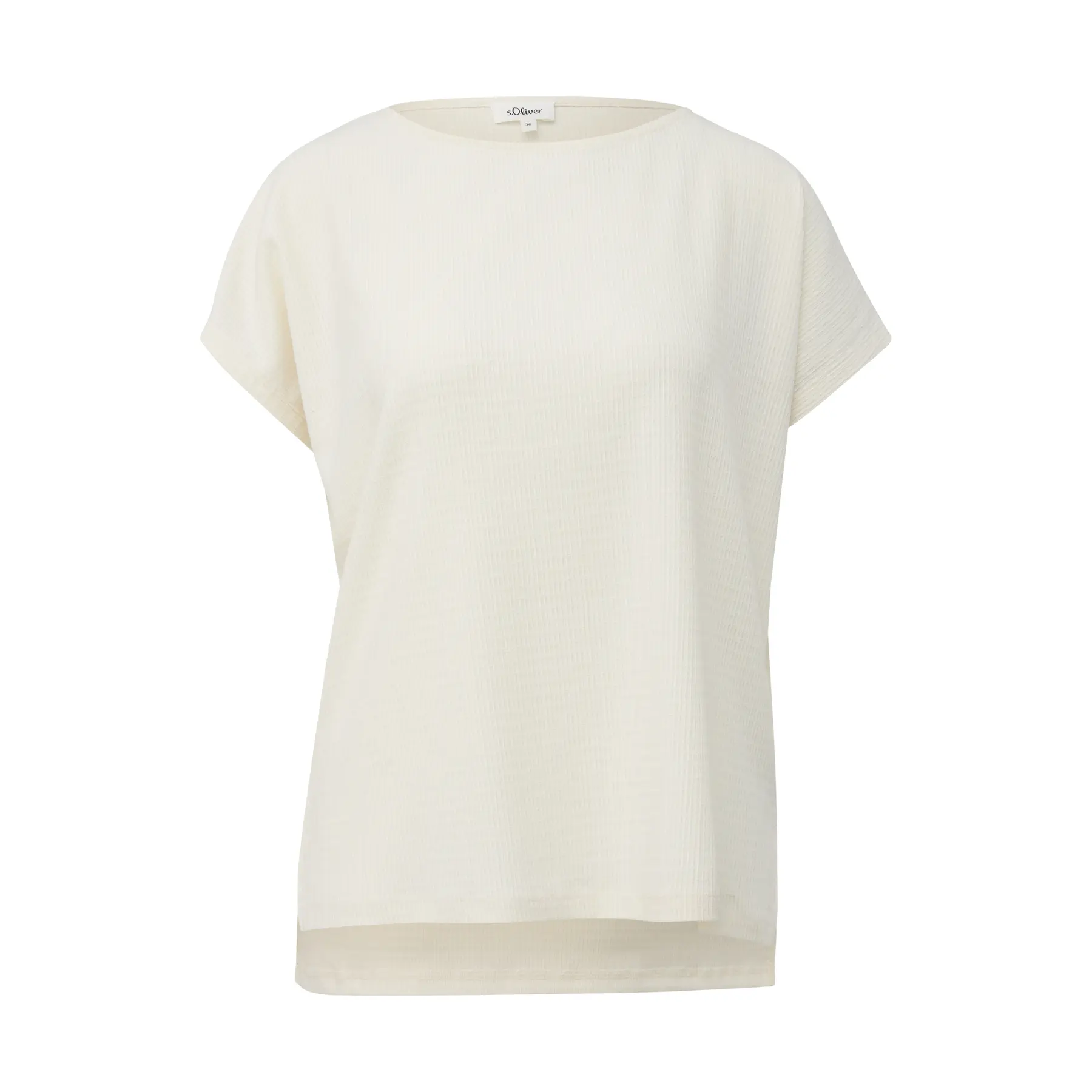 Texturiertes T-Shirt Relaxed Fit mit Bootsausschnitt für Damen s.Oliver